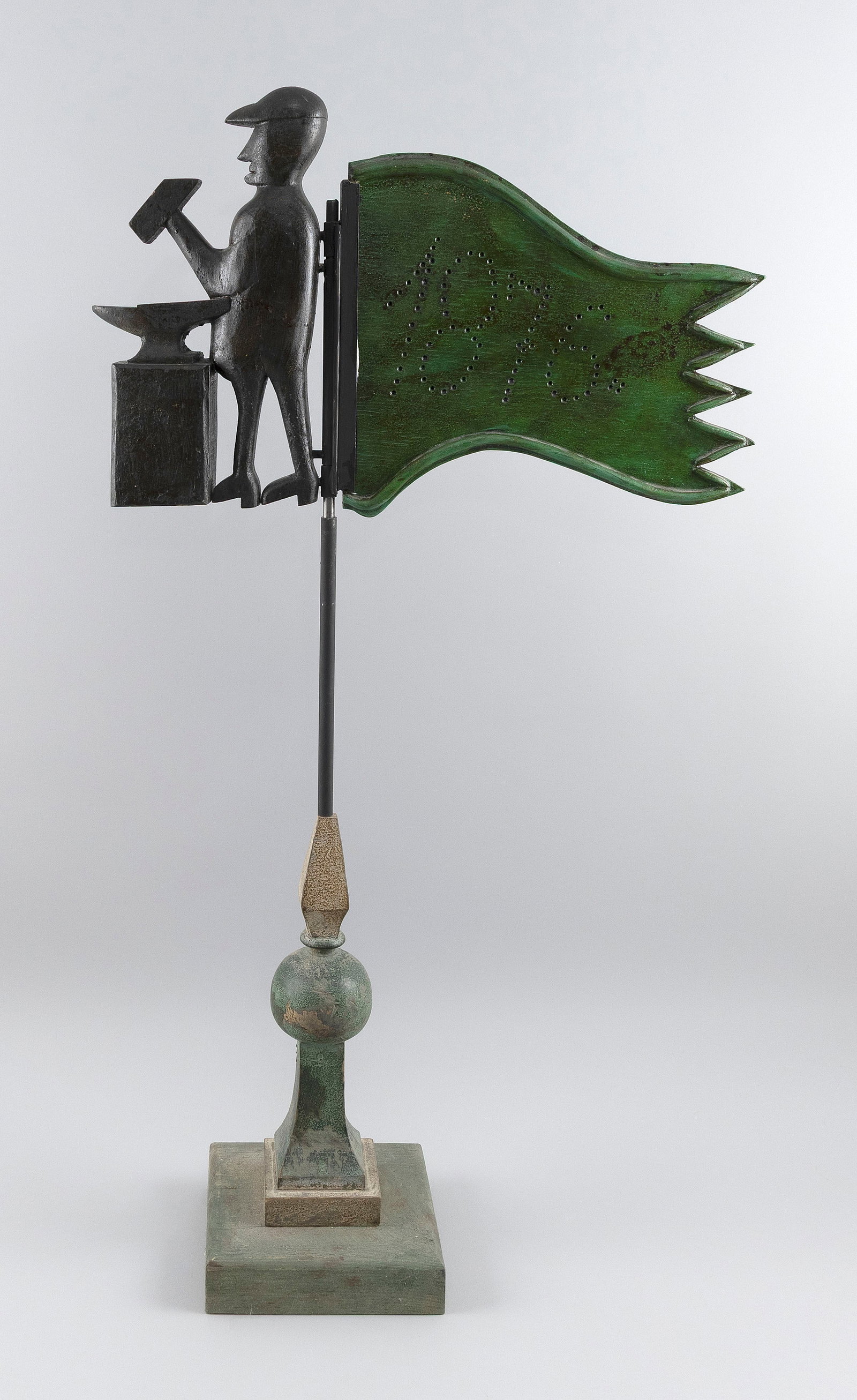 ROGER MITCHELL CARVED BLACKSMITH WEATHER VANE Massachusetts, Contemporary Height 40". Length 20". (1 of 3)