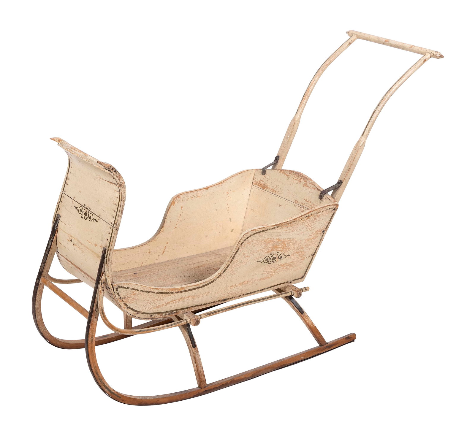 CHILD'S WOODEN SLEIGH 19th Century Length 47". (1 of 3)