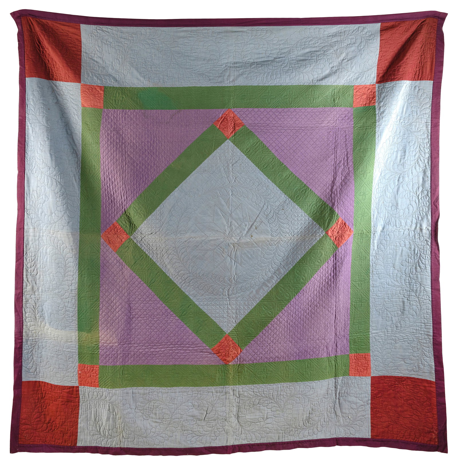 AMISH QUILT 20th Century 80" x 81". (1 of 2)