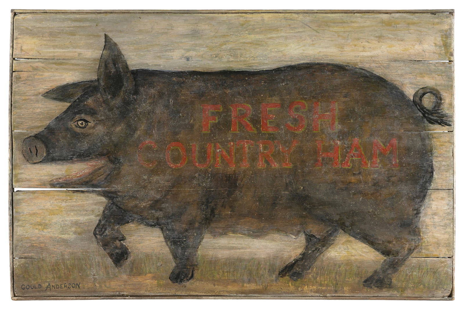 TRADE SIGN DEPICTING A PIG 20th Century 19" x 29". (1 of 2)