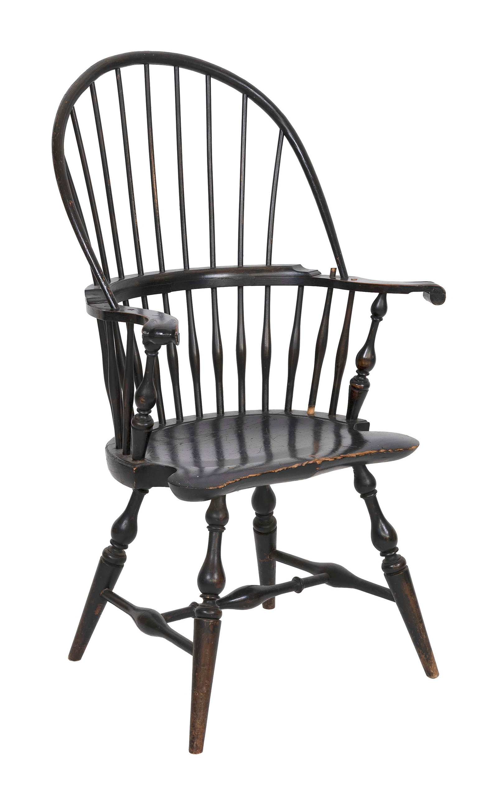 WALLACE NUTTING BLACK-PAINTED WINDSOR ARMCHAIR Framingham, Massachusetts, Circa 1925 Back height (1 of 1)