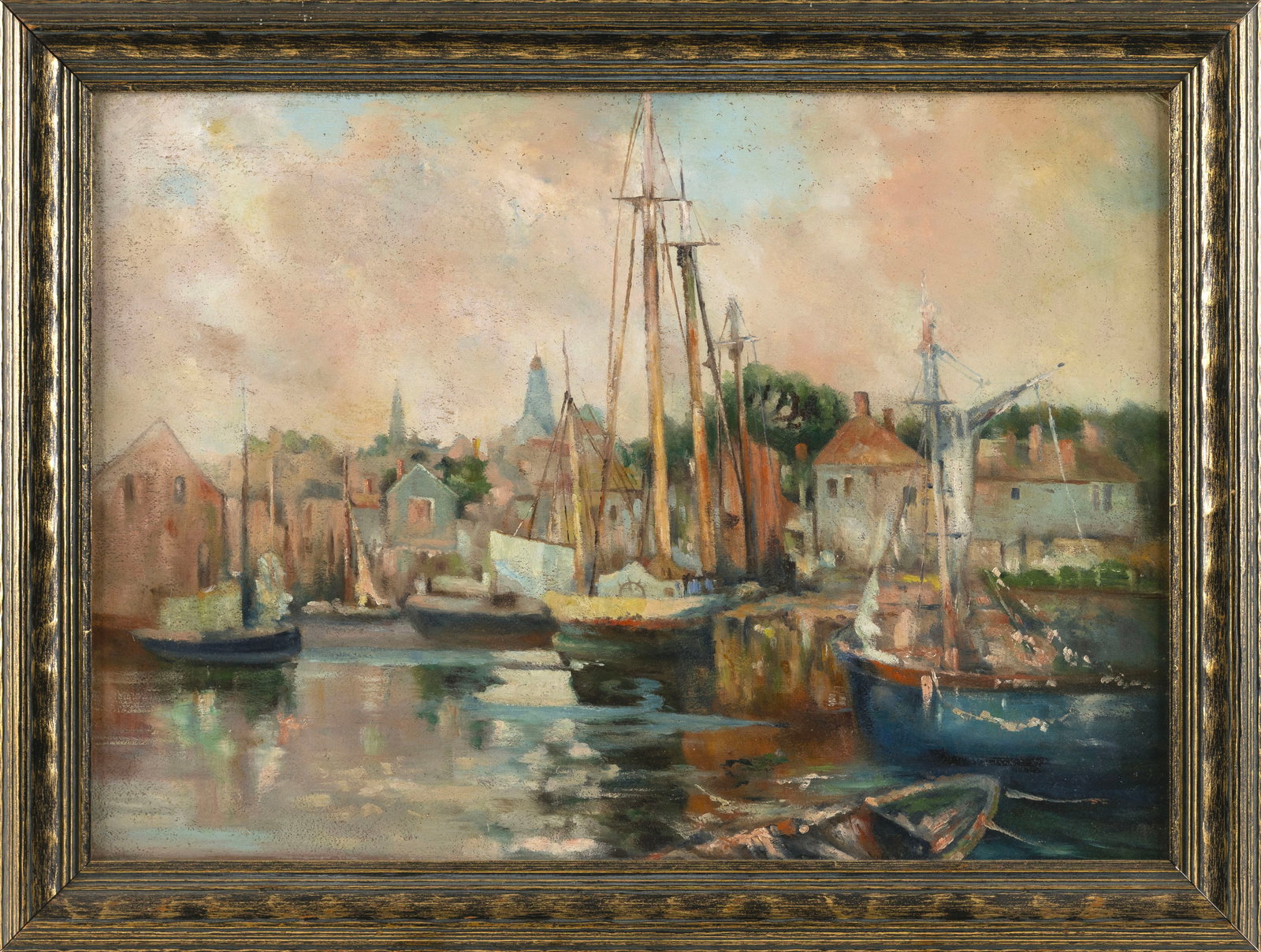 AMERICAN SCHOOL (Late 19th/Early 20th Century,), Harbor scene, possibly the North Shore of (1 of 2)