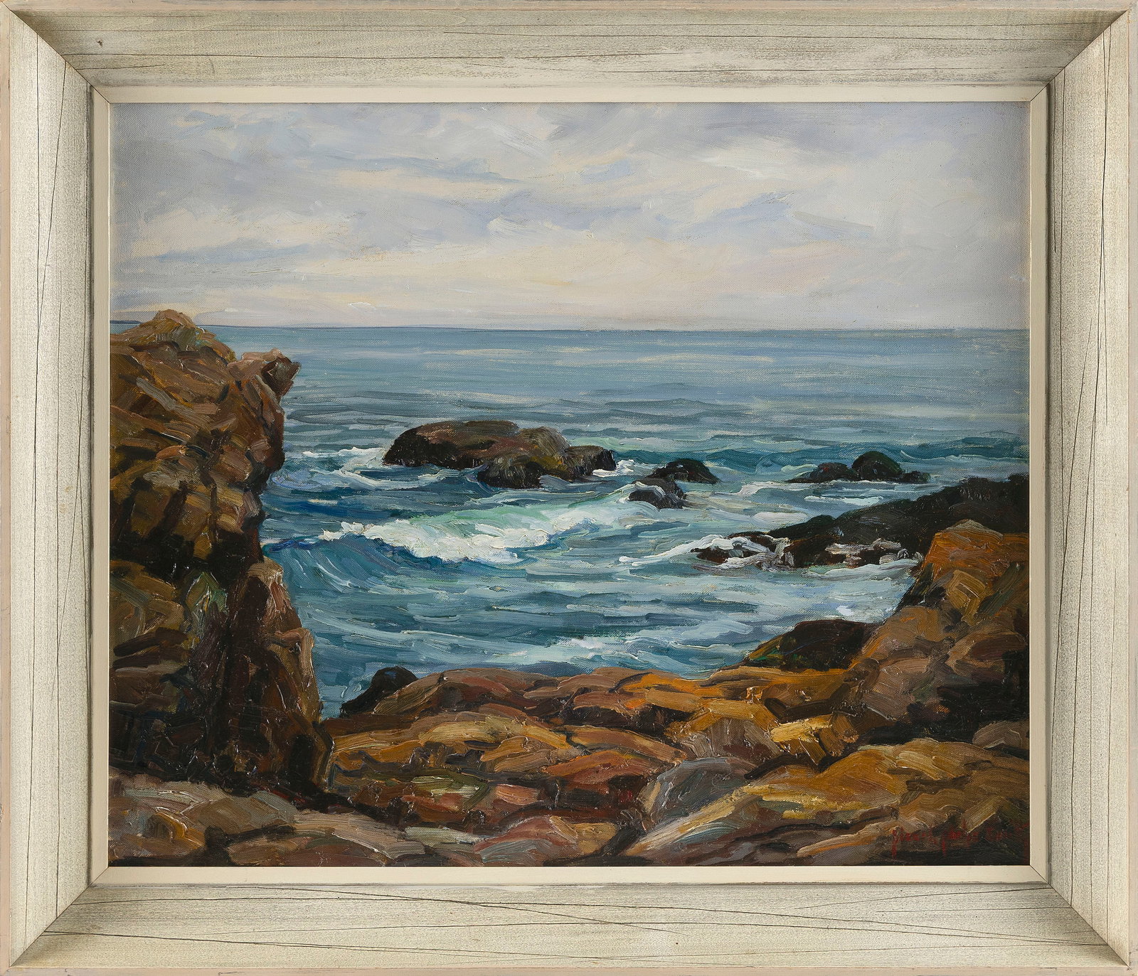 BISSELL PHELPS SMITH (Massachusetts/Connecticut, 1892-1962), Rocky coastal seascape., Oil on board, (1 of 2)