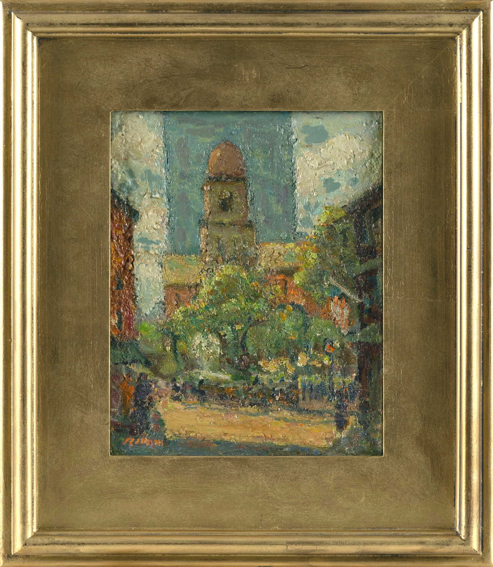 JOSEPH RIMINI (America, 1920-2000), "The City"., Oil on canvas board, 8" x 10". Framed 16" x 14". (1 of 2)