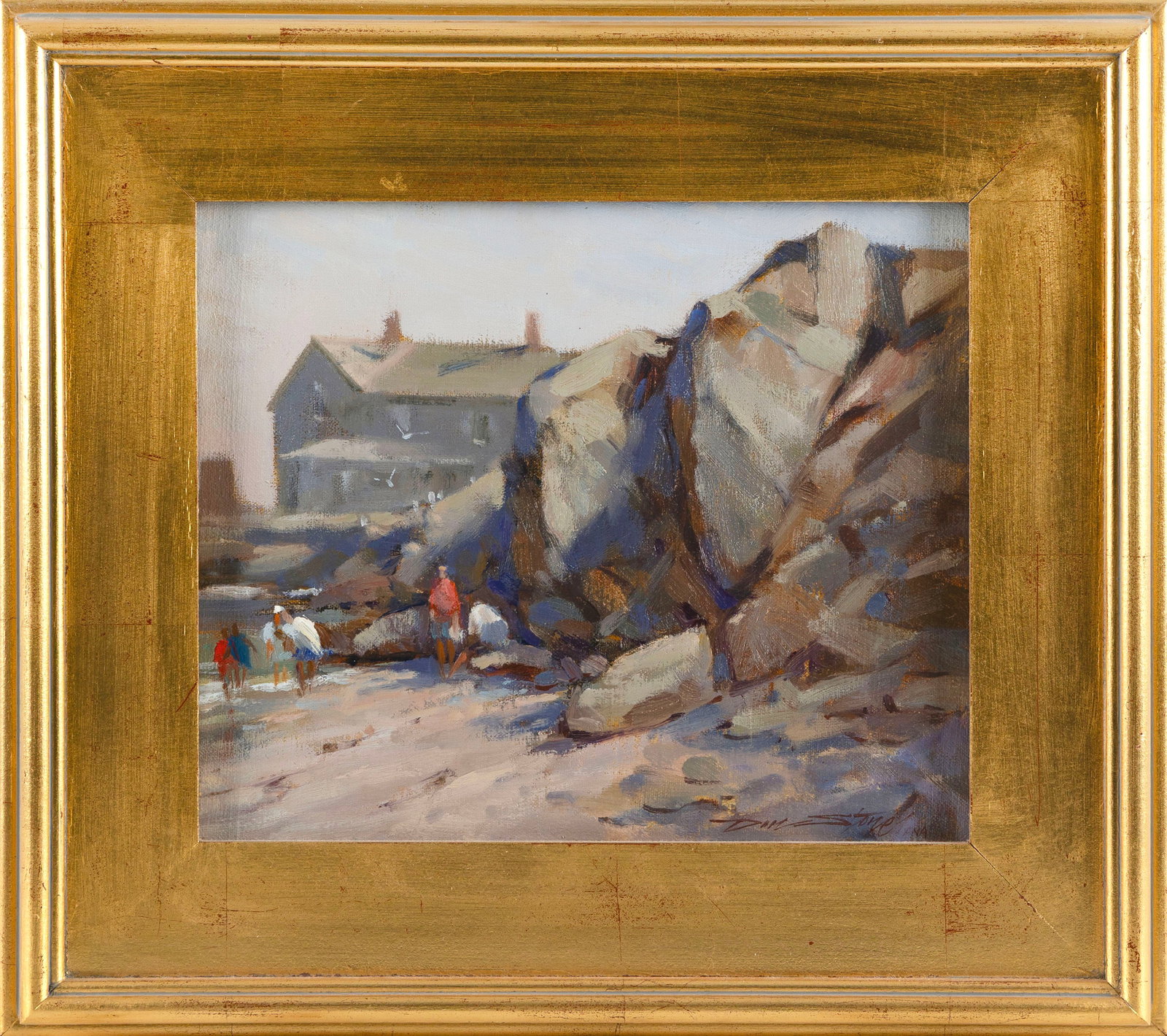 DON STONE (Maine/New Hampshire, 1929-2015), Rocky beach, North Shore of Massachusetts., Oil on (1 of 2)