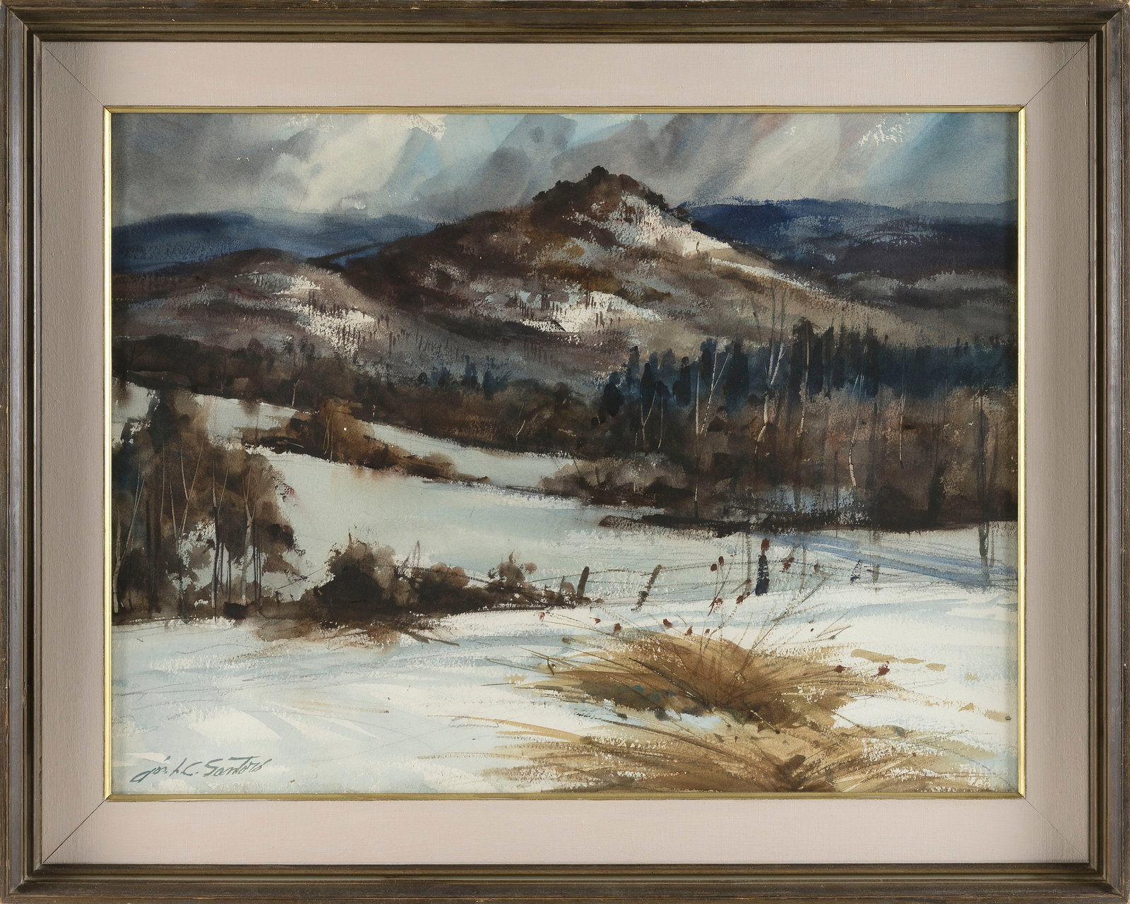 JOSEPH L.C. SANTORO (Massachusetts, 1908-1998), Mountain range., Watercolor on paper, 21" x 29" (1 of 2)