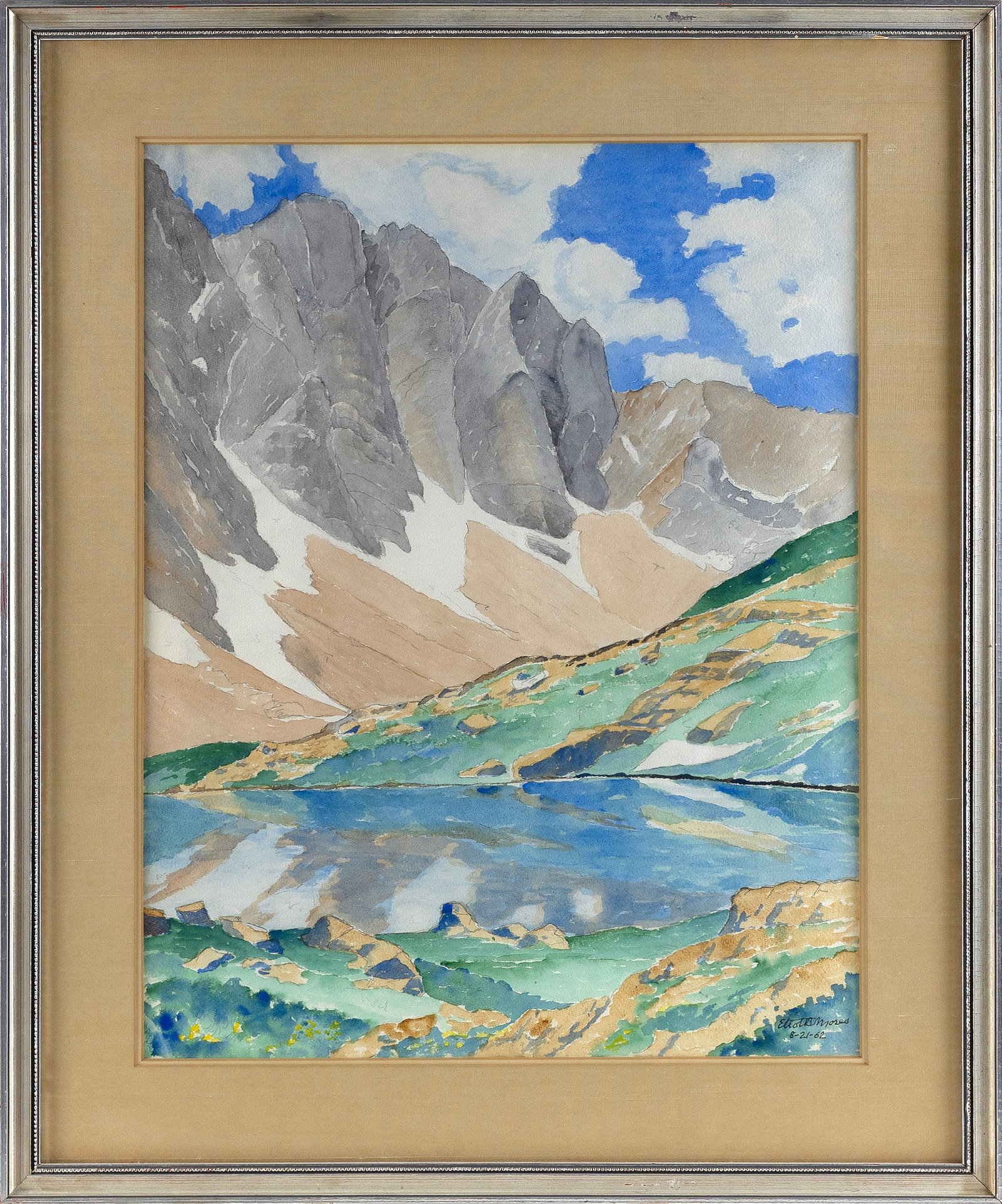 ELIOT B. MOSES (America, 20th Century), Mountain lake scene., Watercolor on paper, 22" x 17.5". (1 of 2)