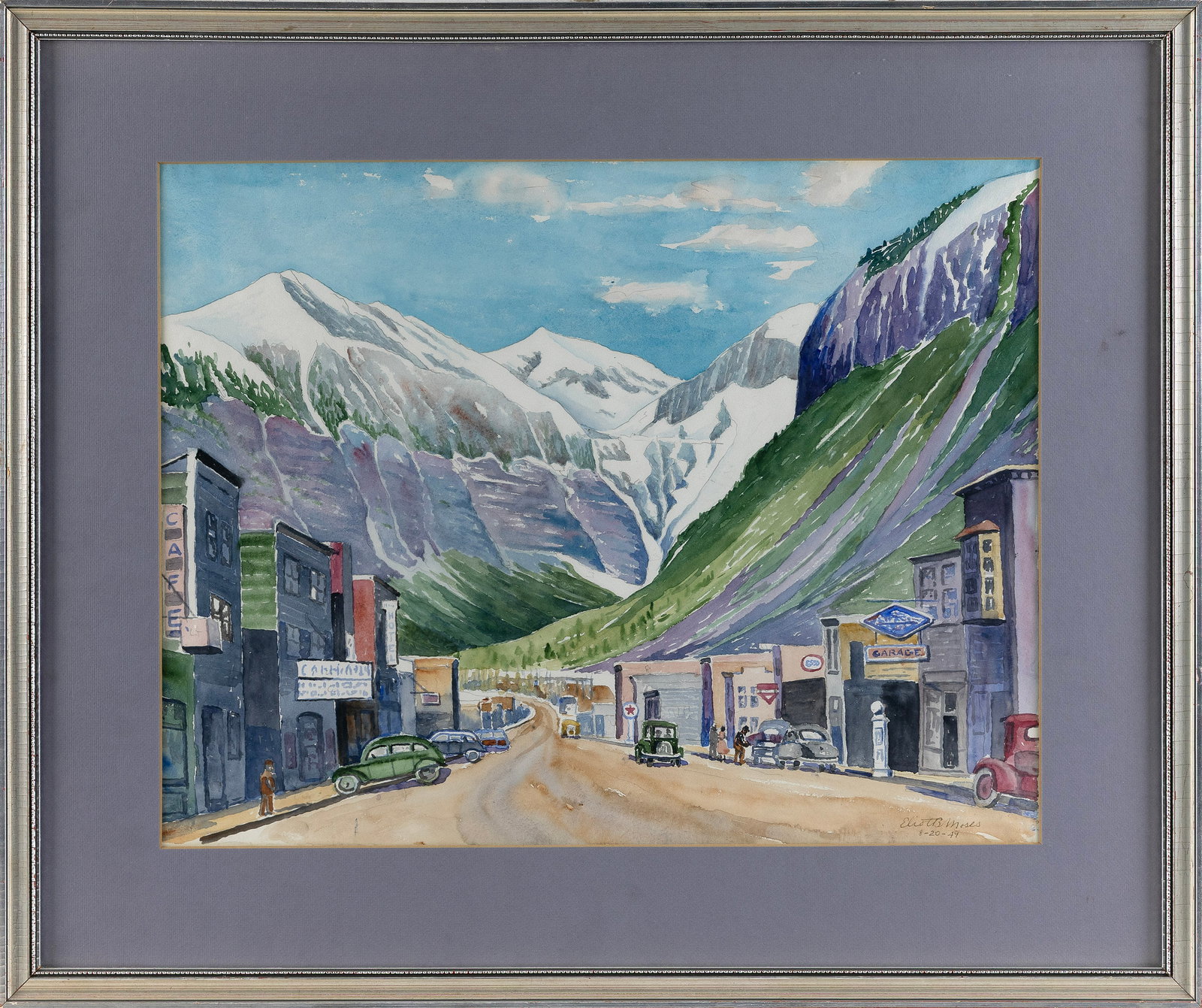 ELIOT B. MOSES (America, 20th Century), Western mountain town., Watercolor on paper, 16.5" x 21.5". (1 of 2)