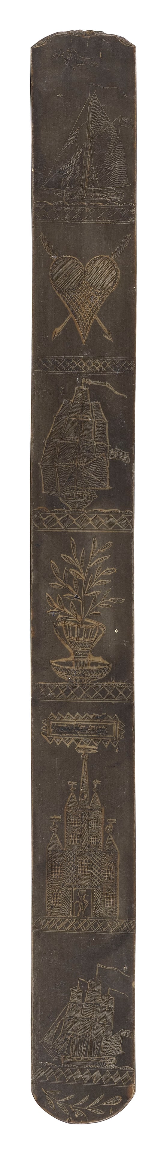SCRIMSHAW BALEEN BUSK 19th Century Length 13". (1 of 2)