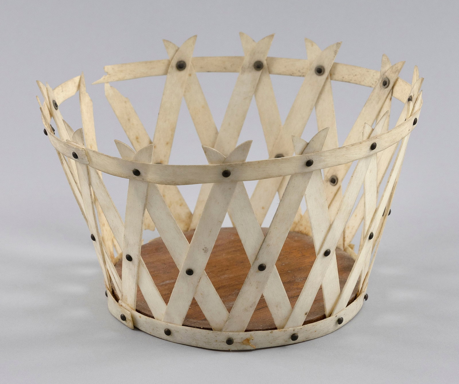 WHALEBONE WORK BASKET 19th Century Height 5.75". Diameter 8.75". (1 of 4)