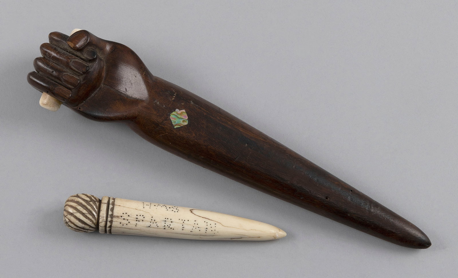 TWO CARVED FIDS 19th Century (1 of 3)