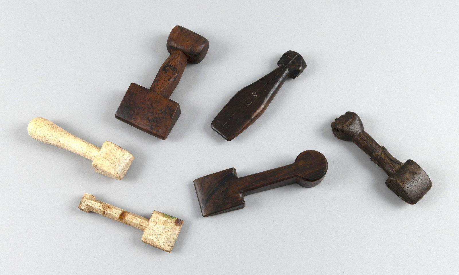 SIX SAILOR-MADE SEAM RUBBERS 19th Century Lengths from 5" to 6.5". (1 of 2)