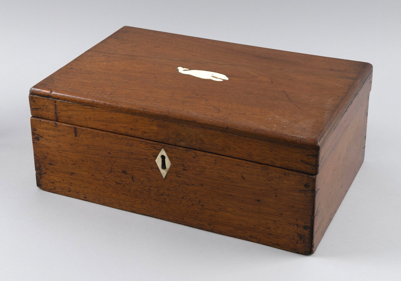 INLAID WALNUT BOX Late 19th Century Height 6". Width 15". Depth 10". (1 of 4)