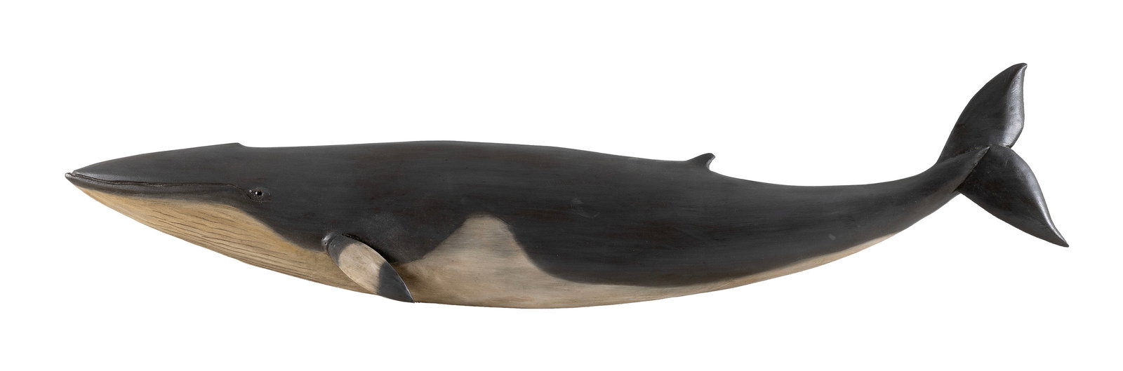 ROGER MITCHELL CARVED AND PAINTED MINKE WHALE PLAQUE Massachusetts, Contemporary Height 6". Length (1 of 2)