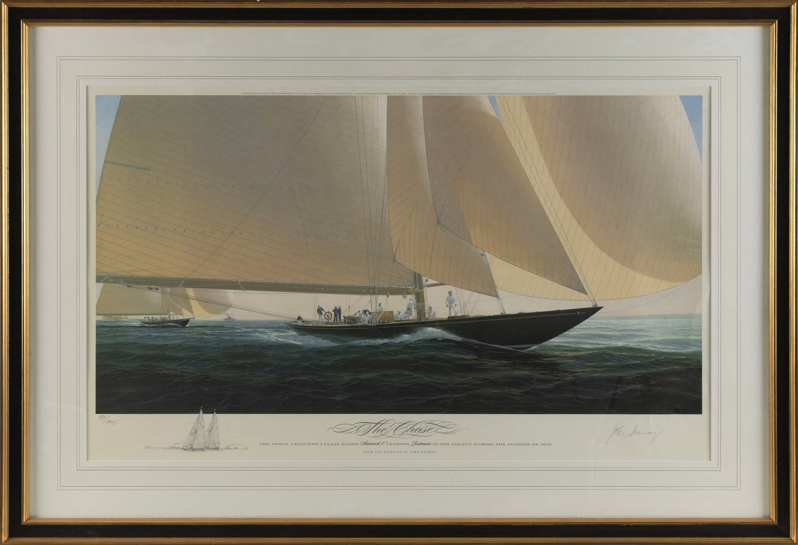 JOHN MARCY MECRAY (Rhode Island/Pennsylvania, 1937-2017), "The Chase, the Newly Launched J-Class (1 of 2)