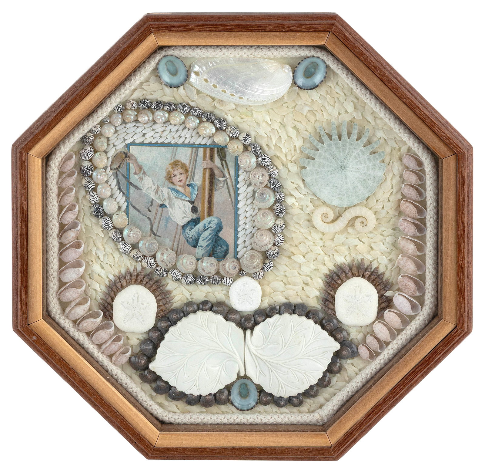 CONTEMPORARY SAILOR'S VALENTINE BY LYNDA SUSAN HENNIGAN Connecticut, 1951-2025 10.25" x 10.25". (1 of 2)