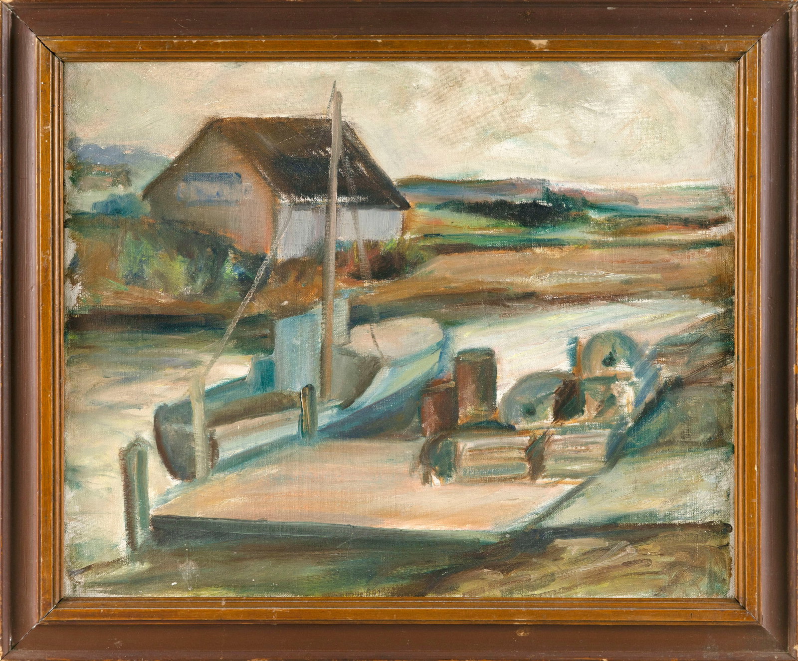 ATTRIBUTED TO SYDNA WHITE (Martha's Vineyard, Massachusetts, 20th Century), "Menemsha"., Oil on (1 of 2)