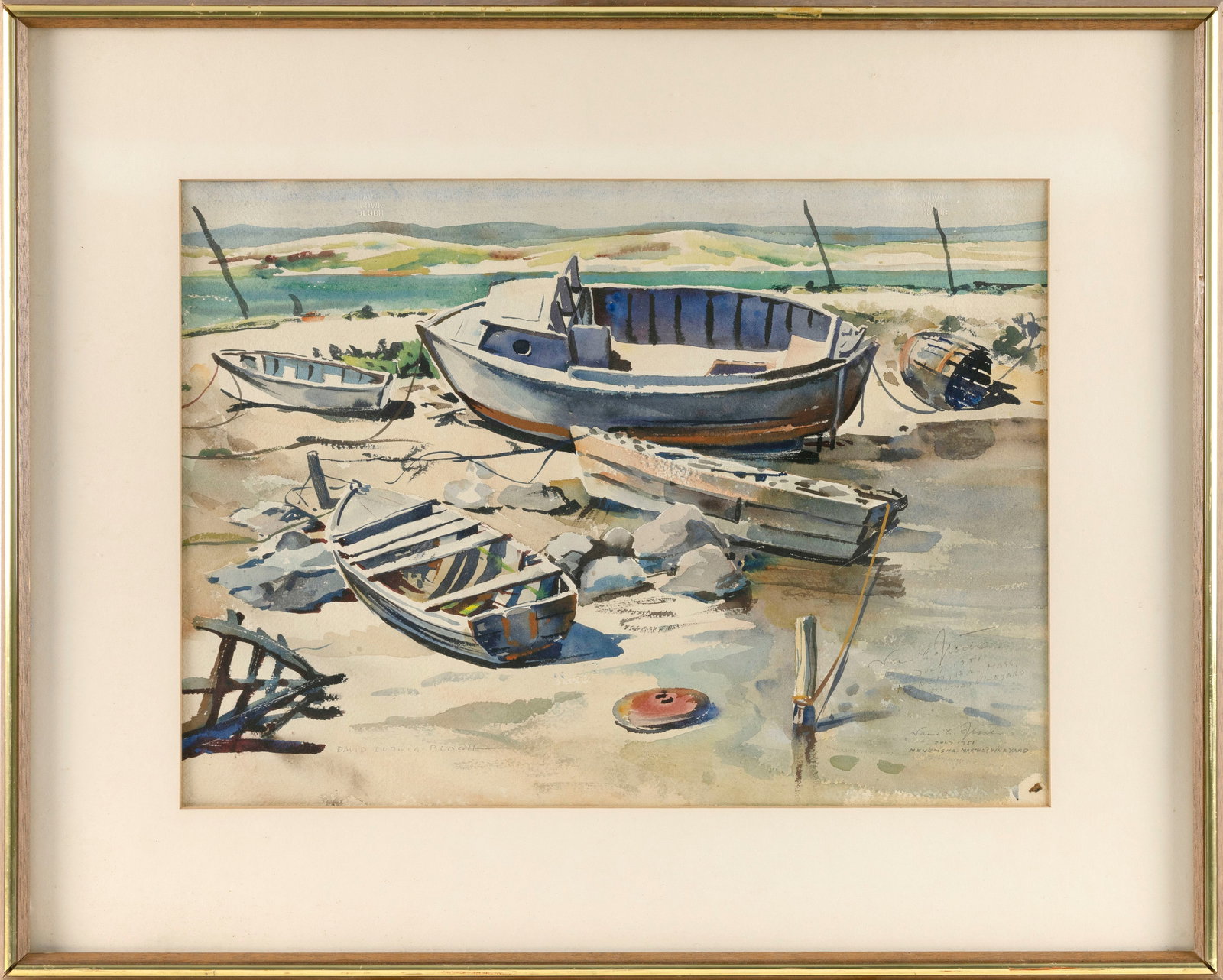 AMERICAN SCHOOL (Mid-20th Century,), "Menemsha - Martha's Vineyard"., Watercolor on paper, 15" x (1 of 2)