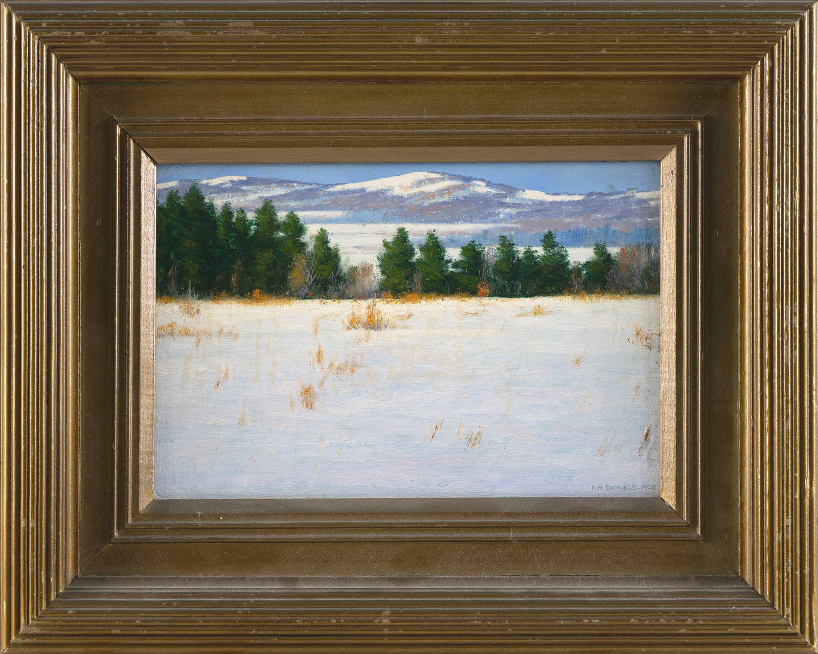 FRED HAMILTON DANIELS (Massachusetts/New York, 1872-1966), "Hills Lake Shore at Brattleboro"., Oil (1 of 2)