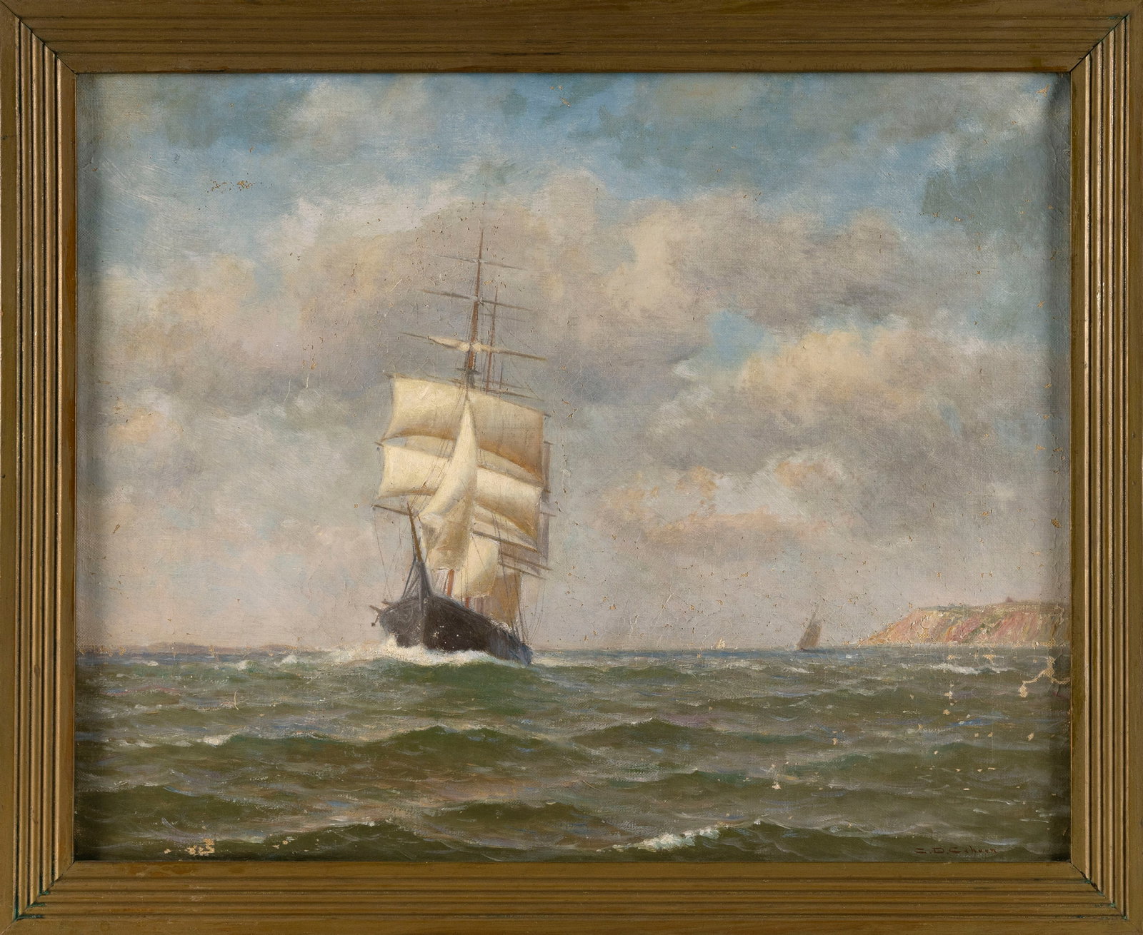 CHARLES DREW CAHOON (Massachusetts, 1861-1951), Ship off of Gay Head (Aquinnah), Martha's Vineyard, (1 of 2)