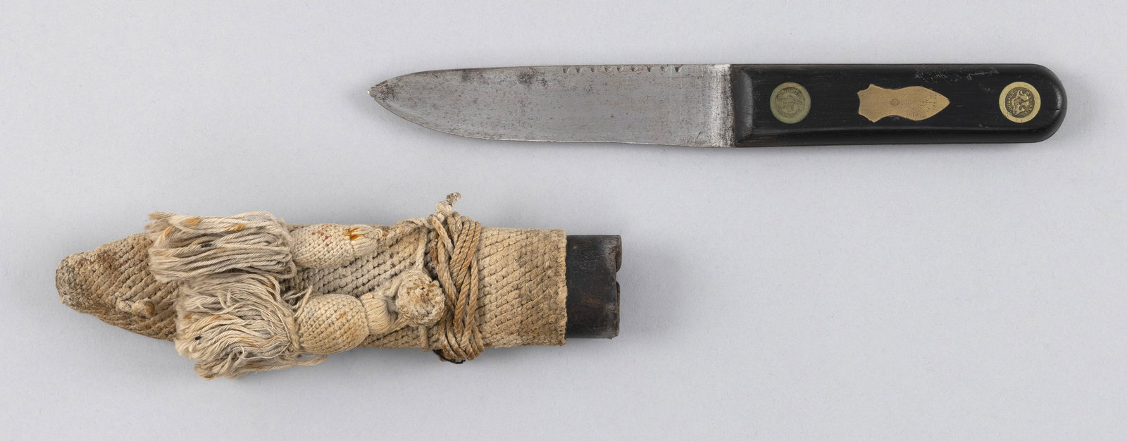 SAILOR'S KNIFE WITH SHEATH 19th Century Total length of knife in sheath 9.75". (1 of 2)