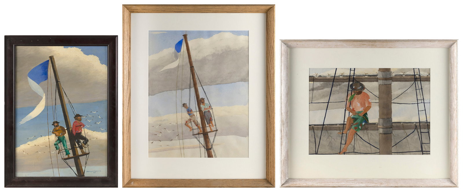 P.G. LAWRENCE (America, 20th Century), Three sailing-related works:, The largest 23" x 17" sight. (1 of 5)
