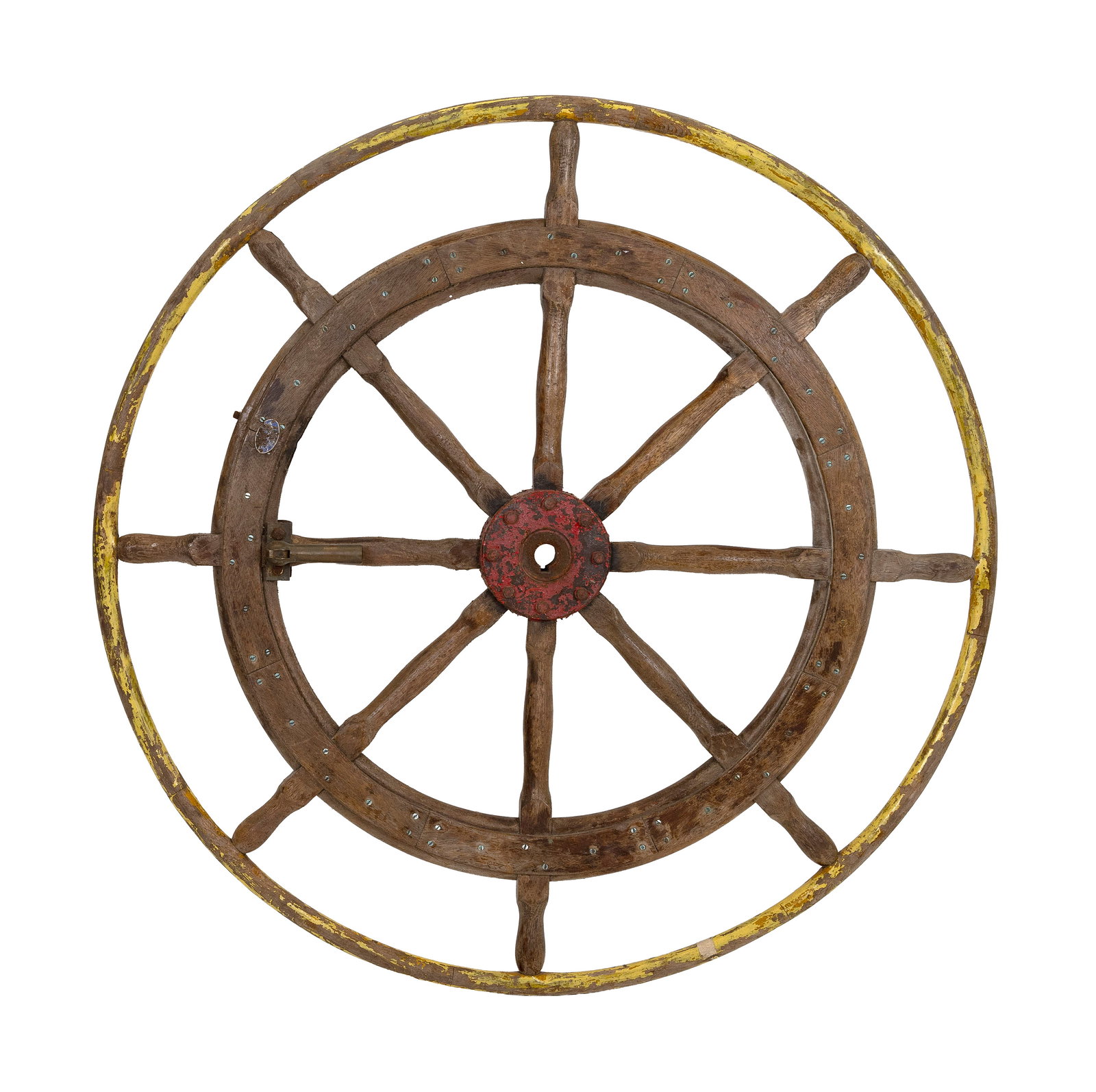 LARGE SHIP'S WHEEL Early 20th Century Diameter 56". (1 of 2)