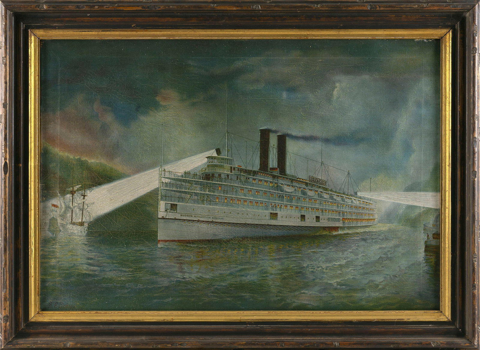 ALBERT F. BISHOP (Connecticut, 1855-), "The S.S. Berkshire of the Hudson Navigation Company"., Oil (1 of 2)