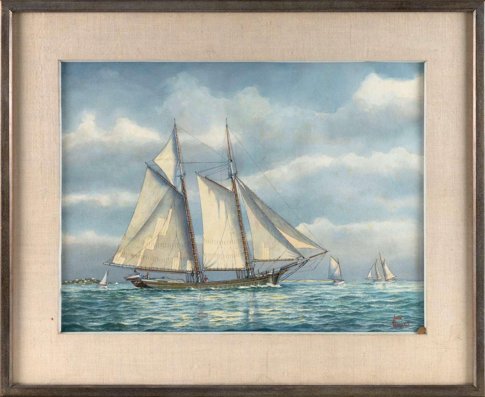 JOHN FAUNCE LEAVITT (Massachusetts/Connecticut, 1905-1974), "The Schooner Alice Wentworth"., (1 of 2)