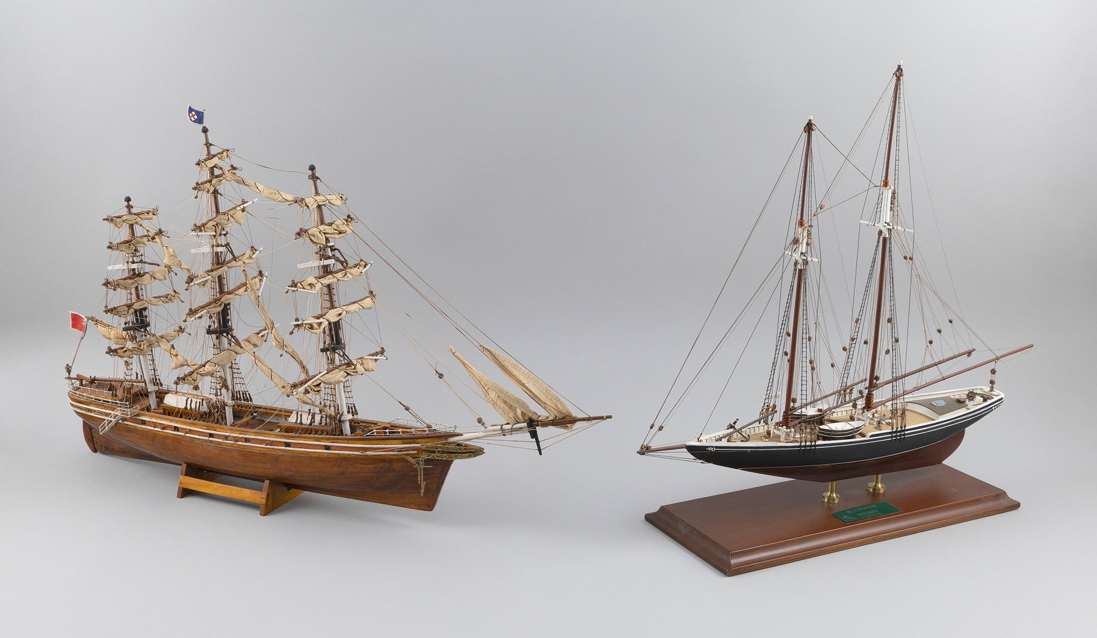 TWO SHIP MODELS 20th Century Heights 18" and 19.5". Lengths 28.5" and 22". (1 of 3)