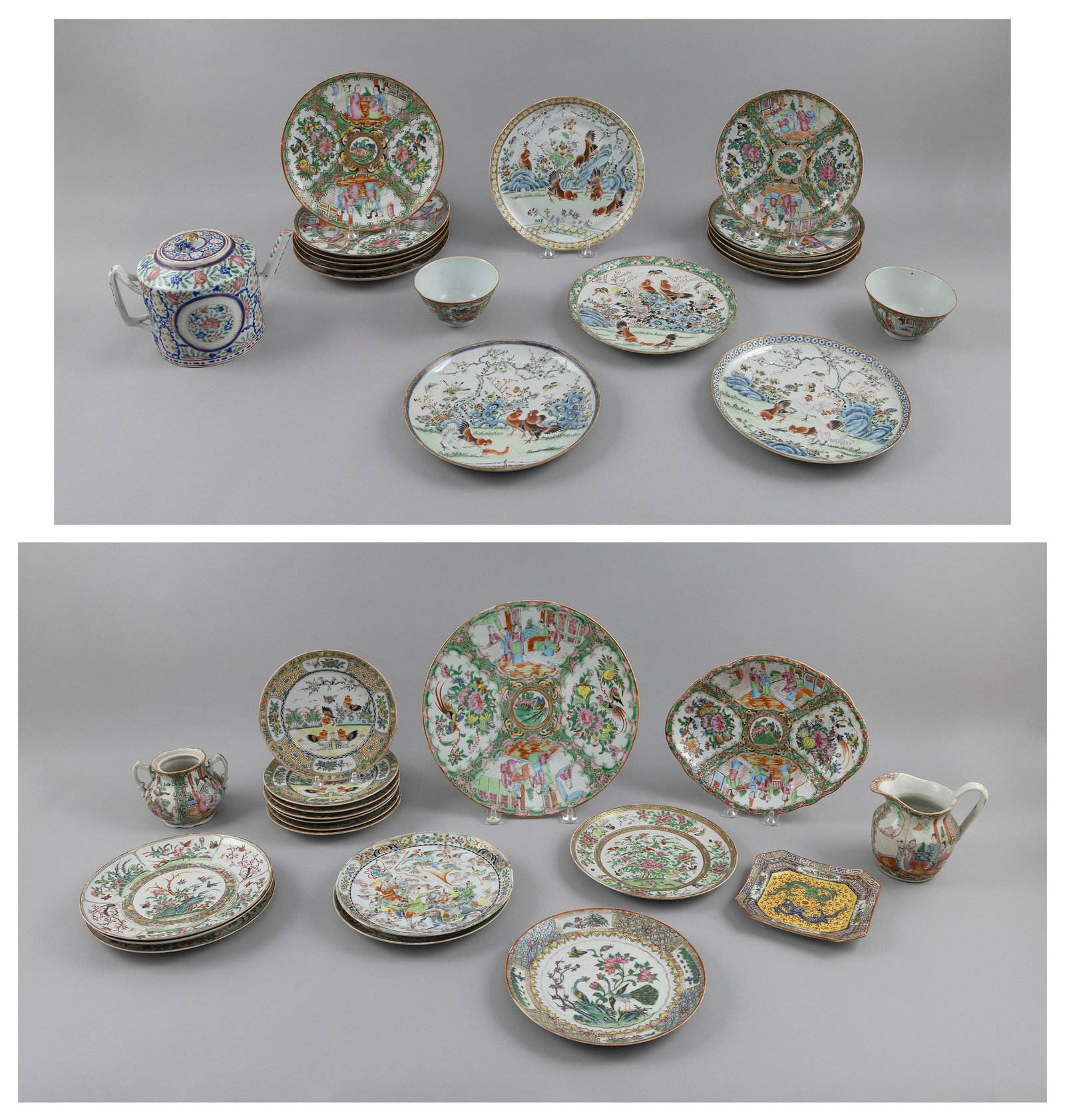 LARGE LOT OF ROSE MEDALLION AND OTHER CHINESE PORCELAIN Mid-19th to Early 20th Century Diameters (1 of 3)