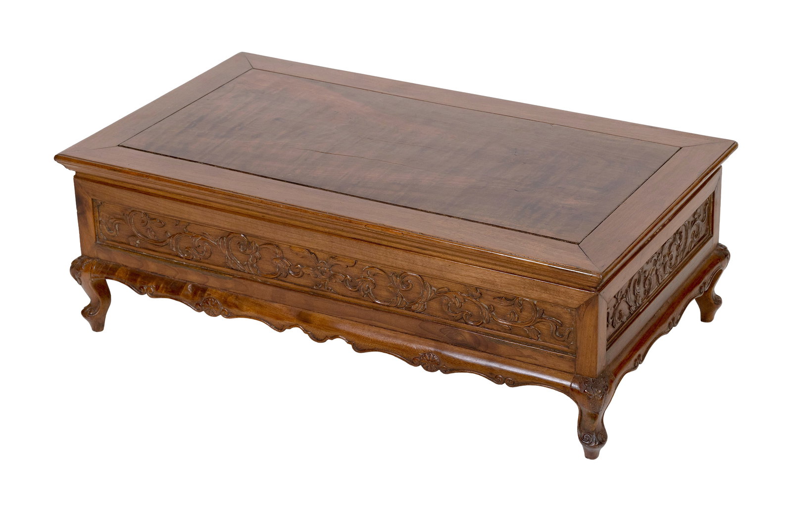 CHINESE CARVED HARDWOOD LOW TABLE 19th Century Height 12". Top 35.25" x 20". (1 of 1)
