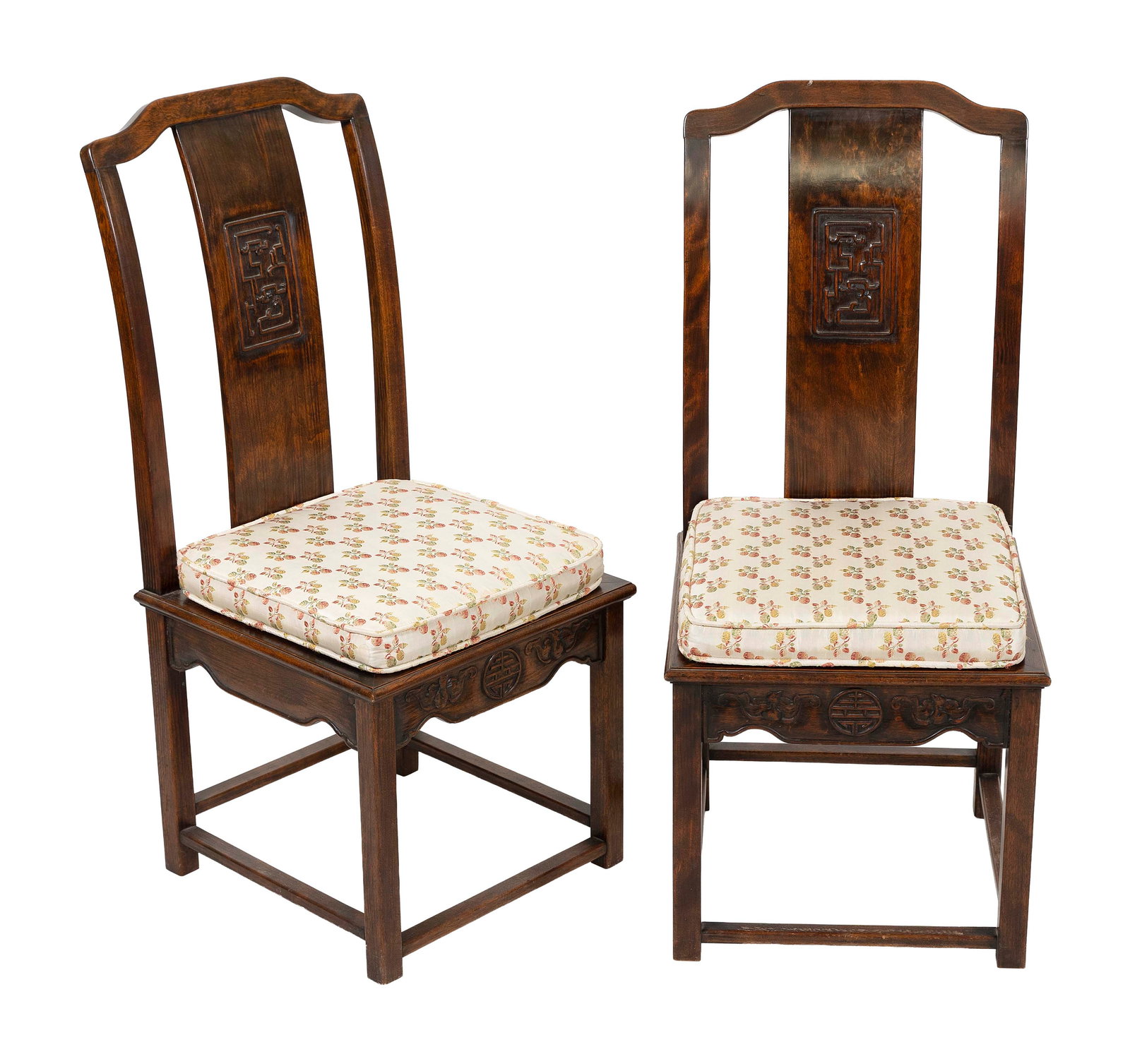 PAIR OF CHINESE SIDE CHAIRS 20th Century Back heights 39.75". (1 of 1)