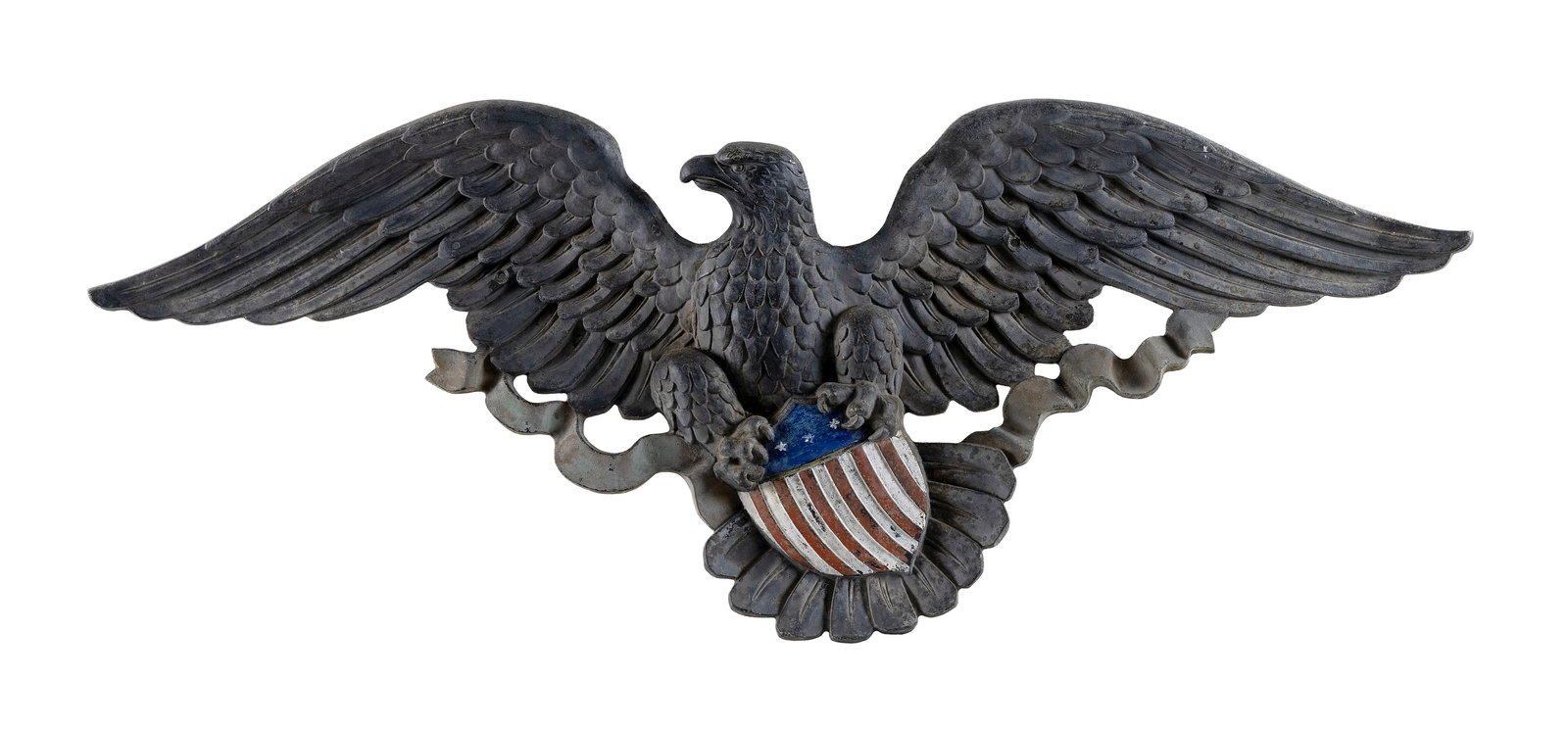 CAST ALUMINUM AMERICAN EAGLE PLAQUE 20th Century Height 17". Width 44". (1 of 2)