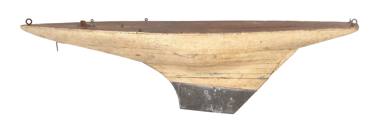 POND MODEL Late 19th Century Length 56".: POND MODEL Late 19th Century Deep keel. White hull. Length 56".