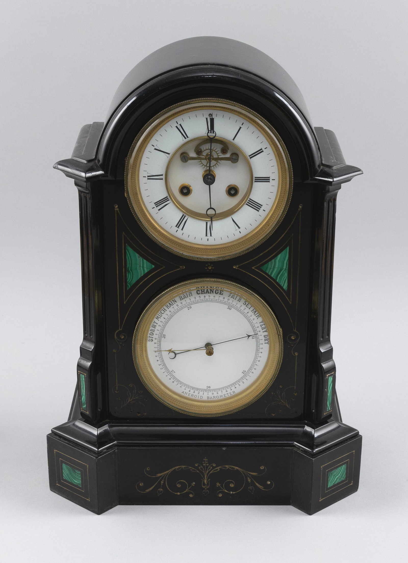 SLATE DESKTOP CLOCK AND BAROMETER SET 19th Century Height 16.5". (1 of 4)