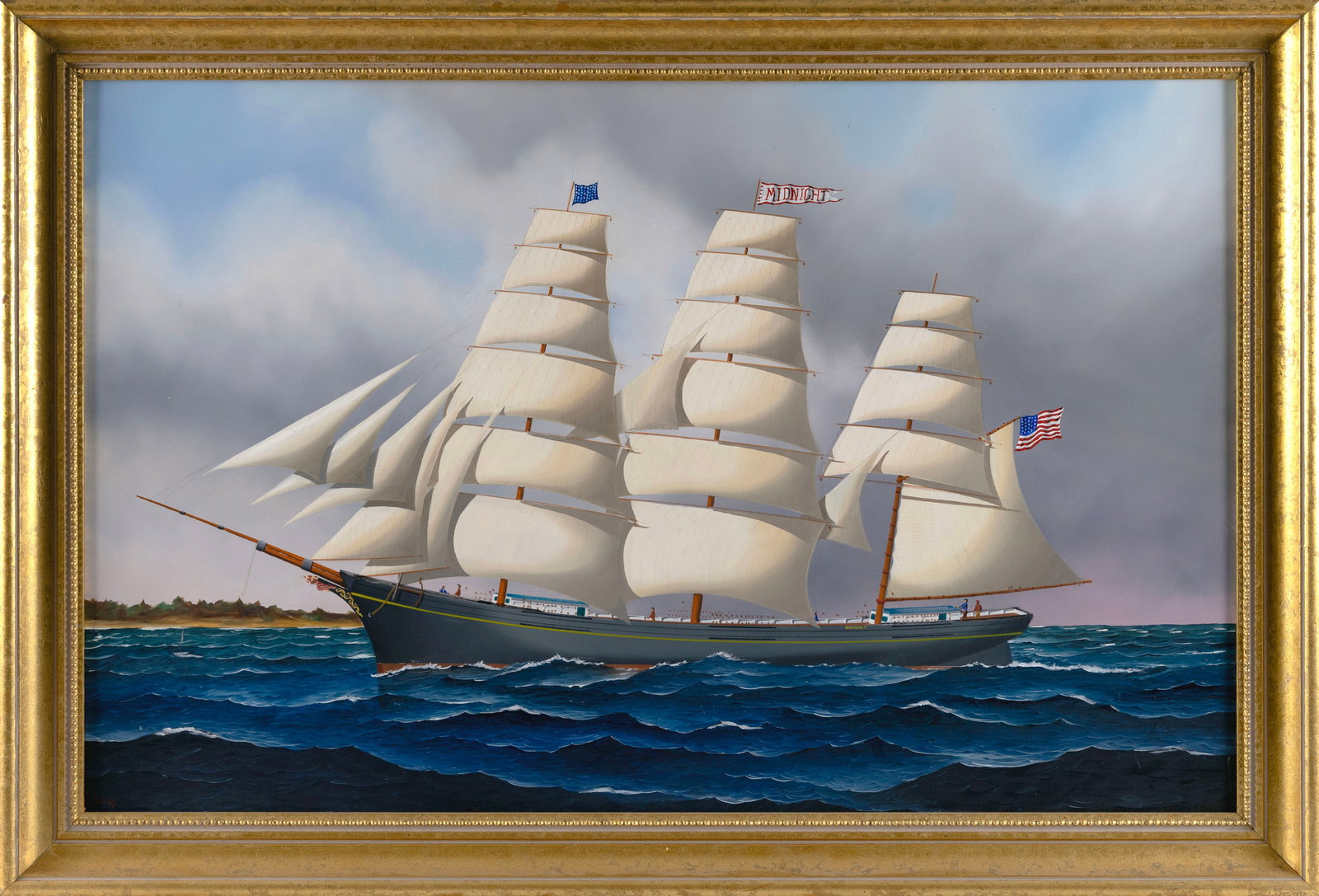 JEROME HOWES (New York/Massachusetts, 1955-), Portrait of the clipper ship Midnight., Oil on (1 of 2)