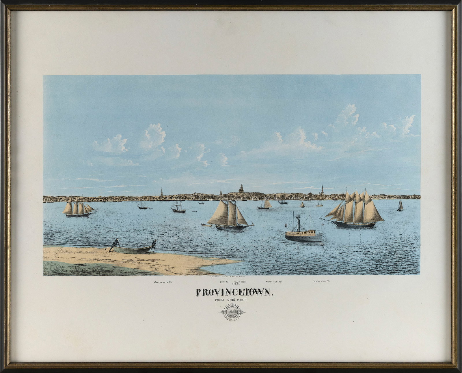 AFTER F.K. ROGERS (Massachusetts, 19th Century), "Provincetown, from Long Point"., Color lithograph, (1 of 2)