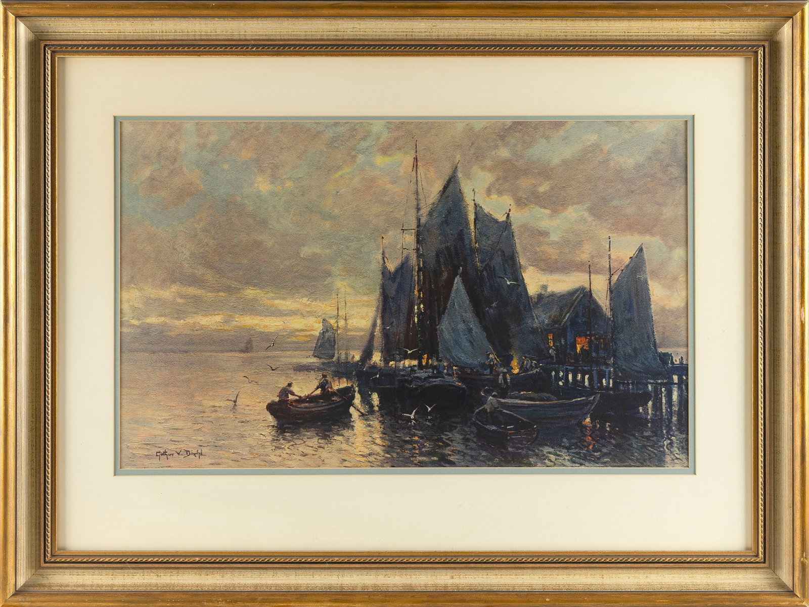 ARTHUR VIDAL DIEHL (Massachusetts/New York/England, 1870-1929), Wharf scene. (1 of 2)