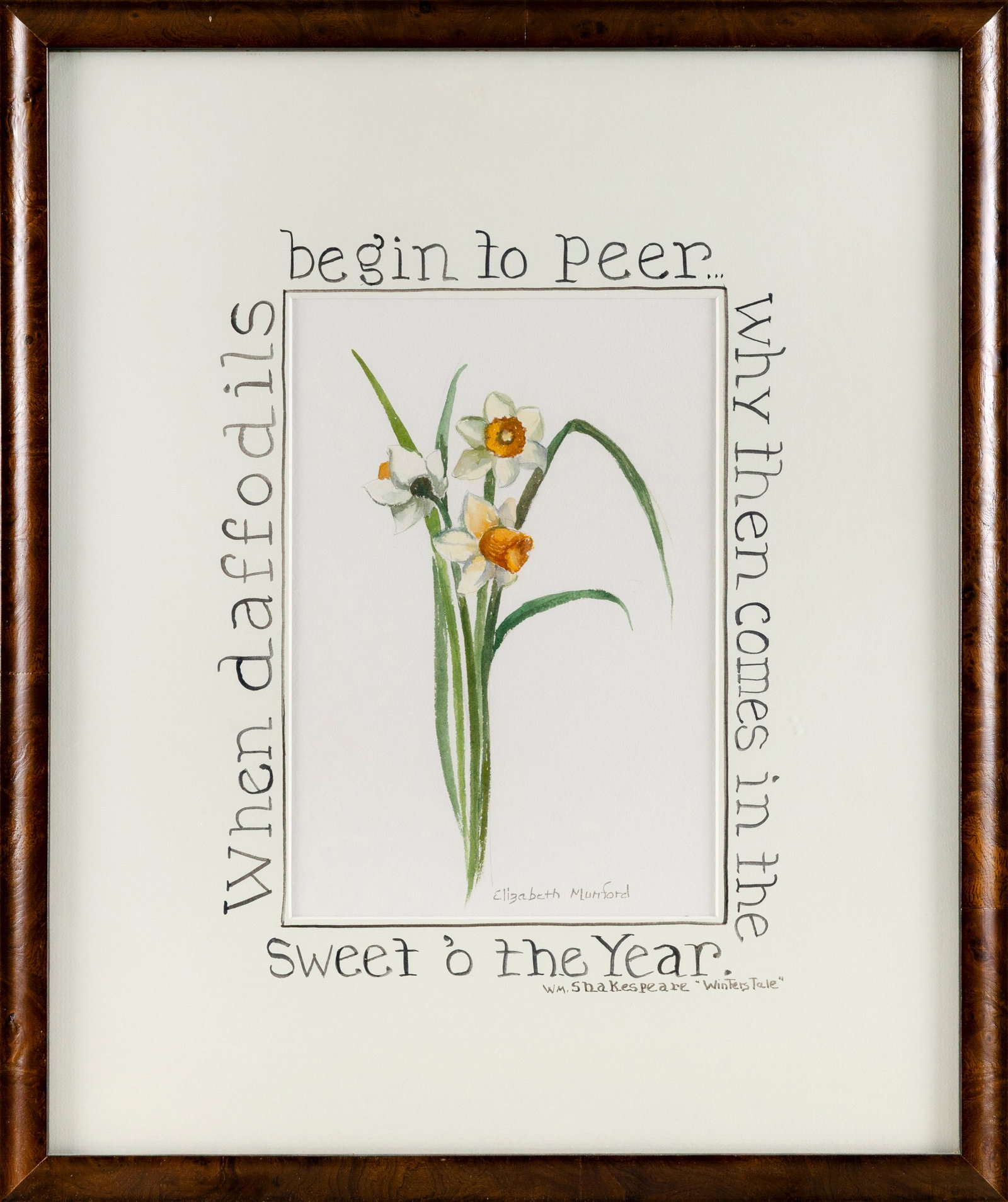 ELIZABETH MUMFORD (Massachusetts, 1950-2020), "When daffodils begin to peer... why then comes in the (1 of 2)
