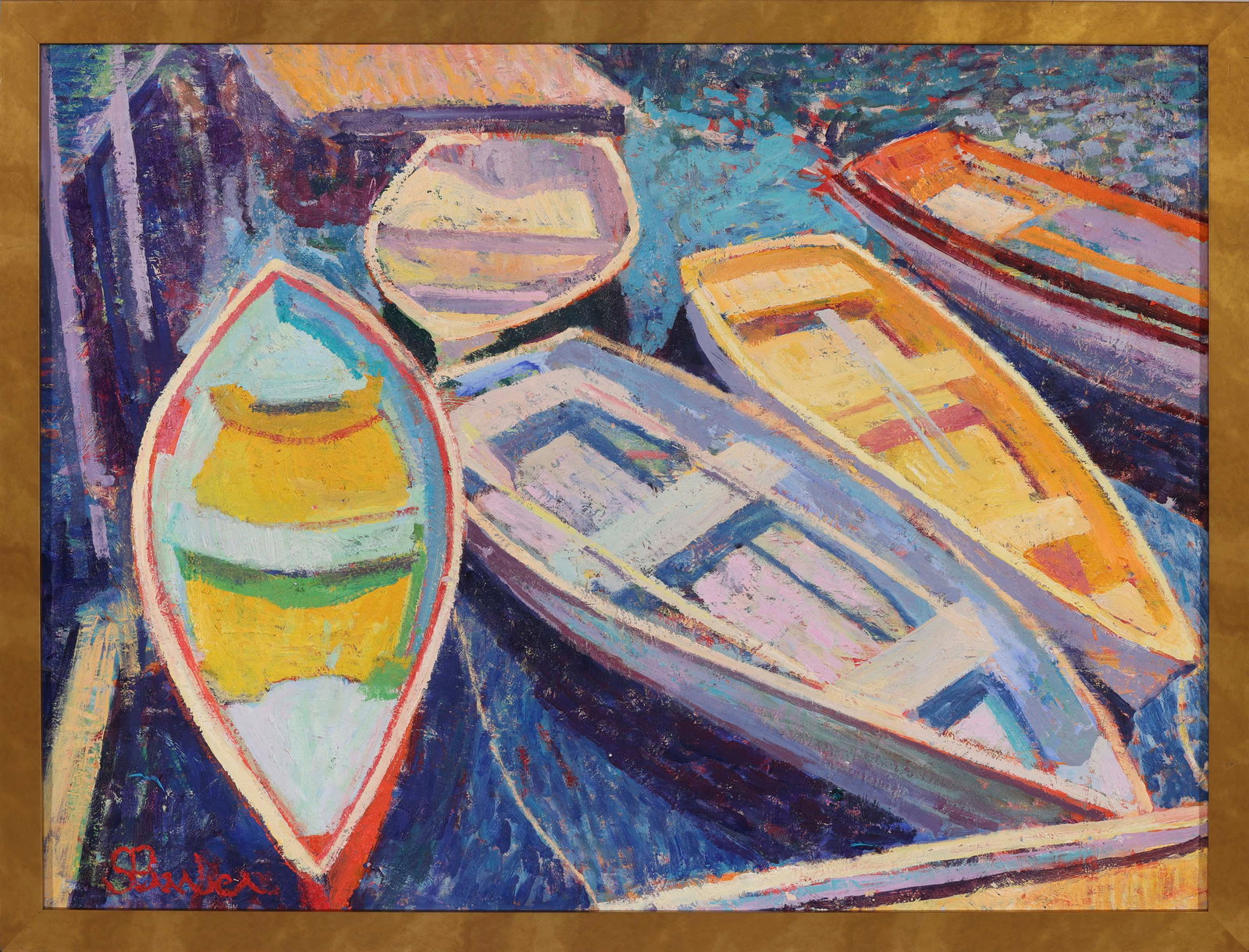 SAM BARBER (Centerville, Massachusetts/Italy, 1943-), Dinghy Pageant., Oil on canvas, 24" x 30". (1 of 1)