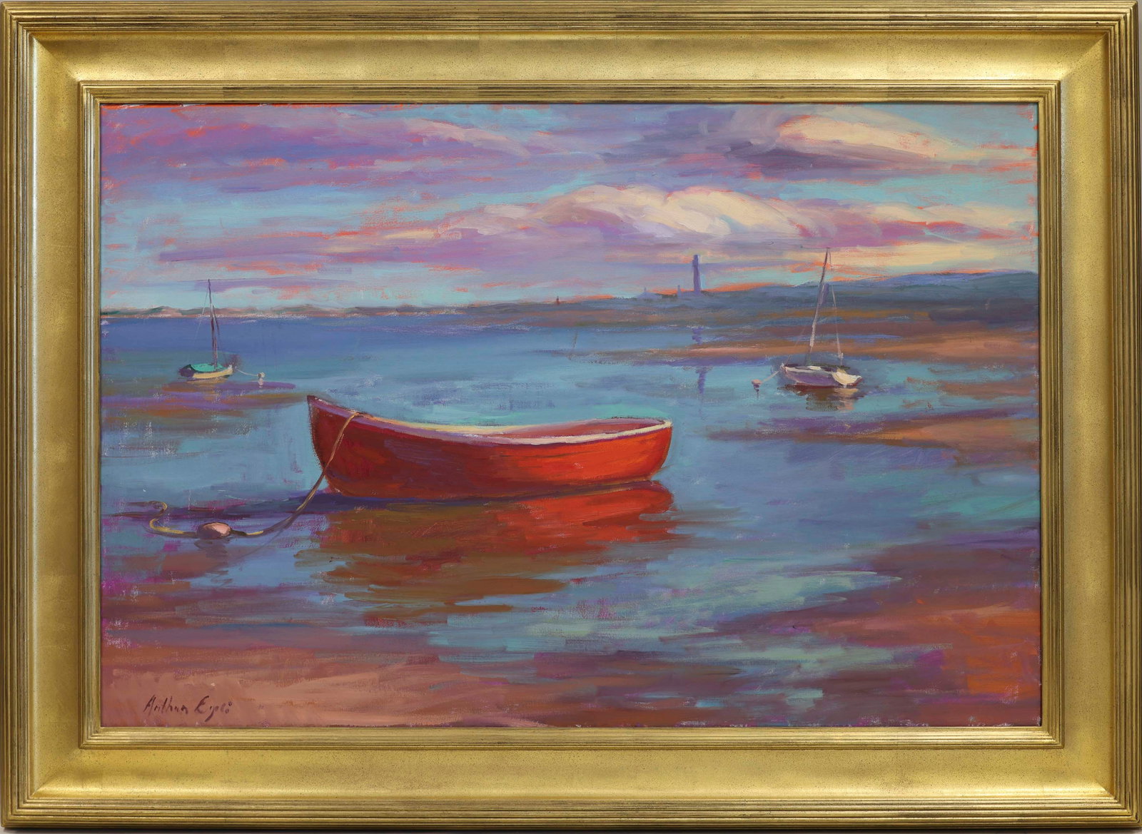 ARTHUR EGELI (California/Maryland, 1964-), The Red Dory., Oil on canvas, 24" x 36". Framed 32" x (1 of 1)