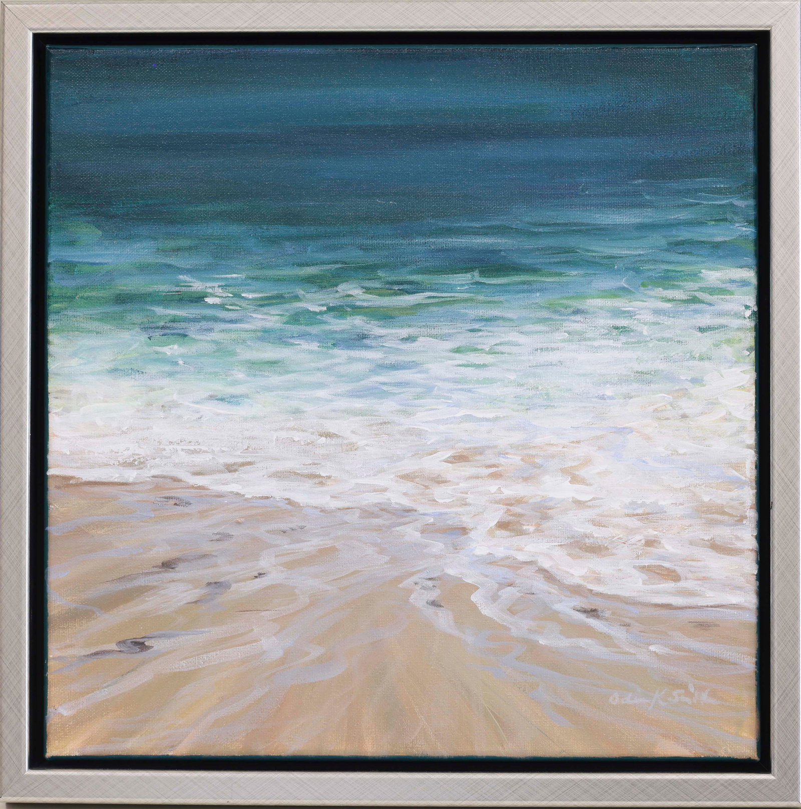 ODIN K. SMITH (Cape Cod, Massachusetts, 1965-), Edge of Water., Acrylic on canvas, 14" x 14". Framed (1 of 1)