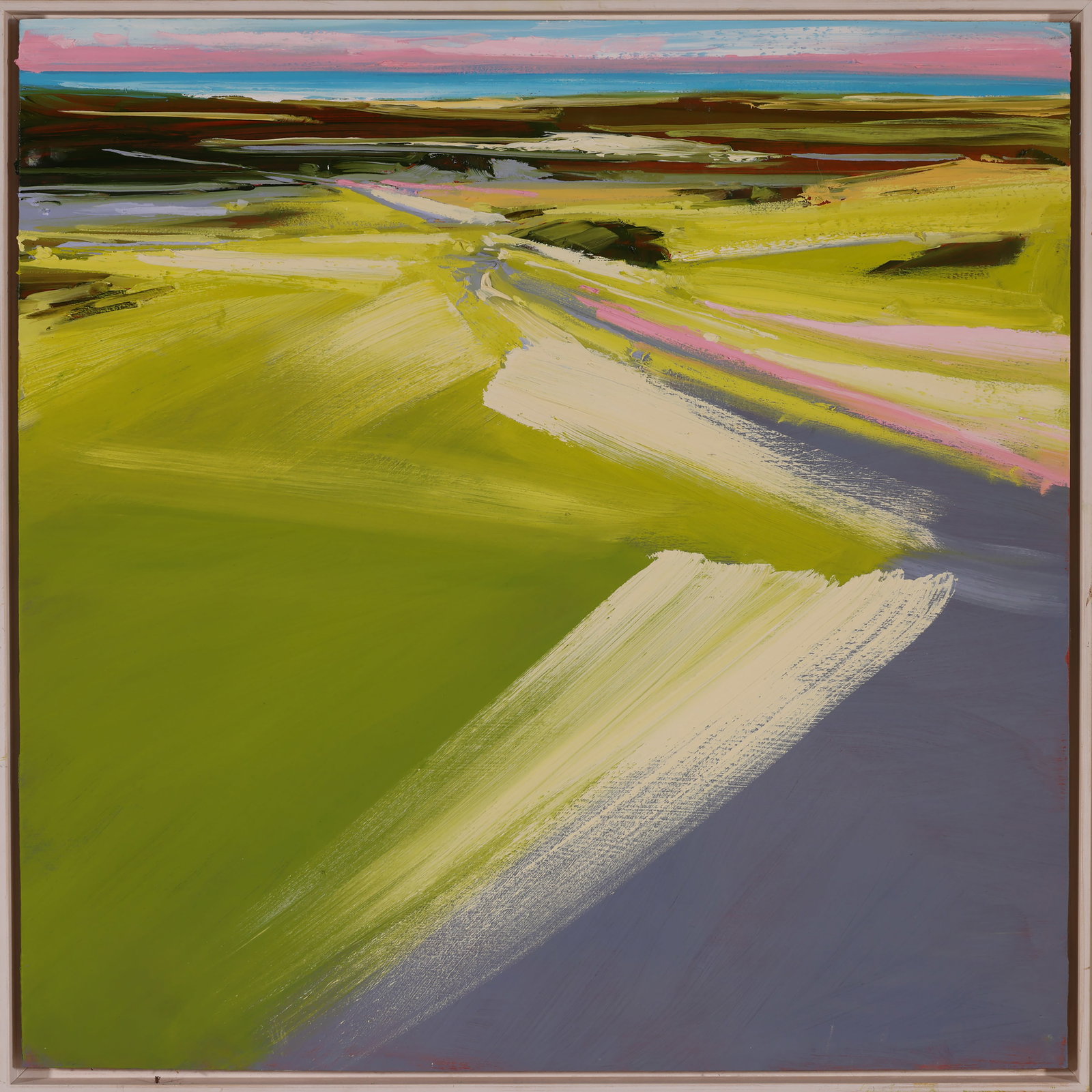 PETE HOCKING (Massachusetts, 1966-), Dune Walk Toward Sunset., Oil on panel, 24" x 24". Framed 25" x: PETE HOCKING Massachusetts, 1966- Dune Walk Toward Sunset. Oil on panel, 24" x 24". Framed 25" x 25".