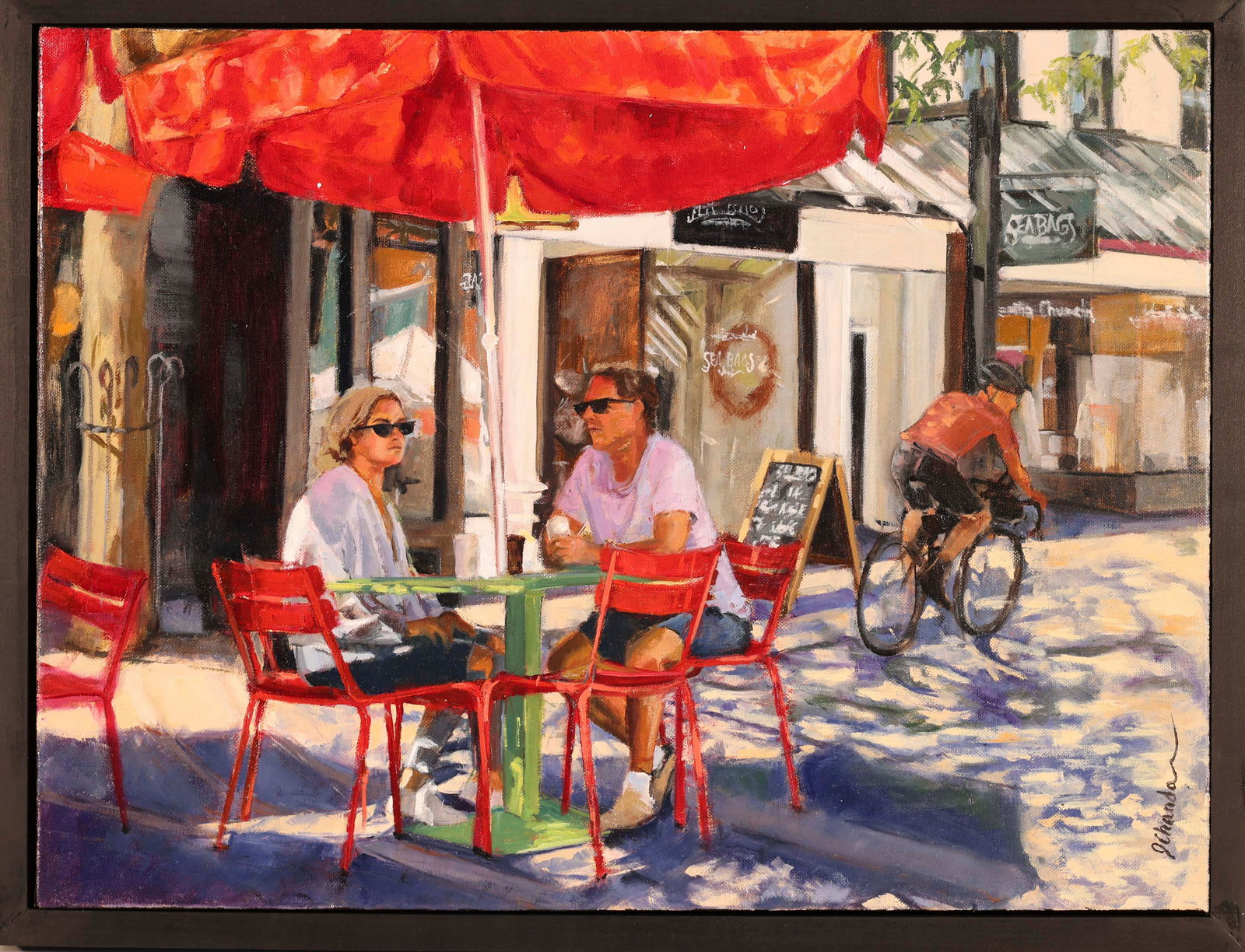 JAQUELINE CHANDA (Tucson, Arizona, Contemporary), Seabag Afternoon., Oil on canvas, 18" x 24".: JAQUELINE CHANDA Tucson, Arizona, Contemporary Seabag Afternoon. Signed lower right. Oil on canvas, 18" x 24". Framed 19.5" x 25.5".
