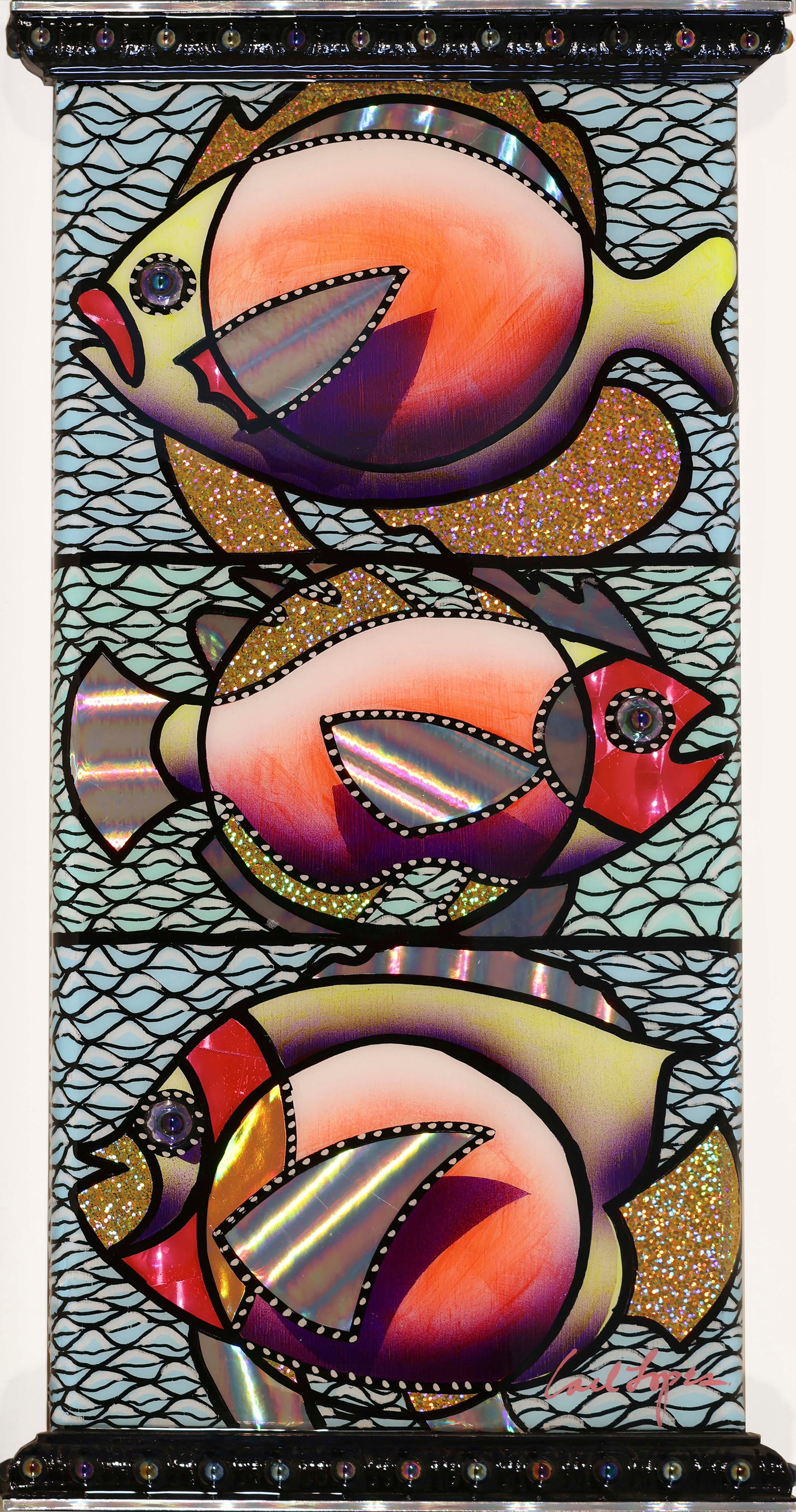 CARL LOPES (Cape Cod, Massachusetts, Contemporary), Aquatic Run 10., Acrylic, holographic paper and (1 of 1)