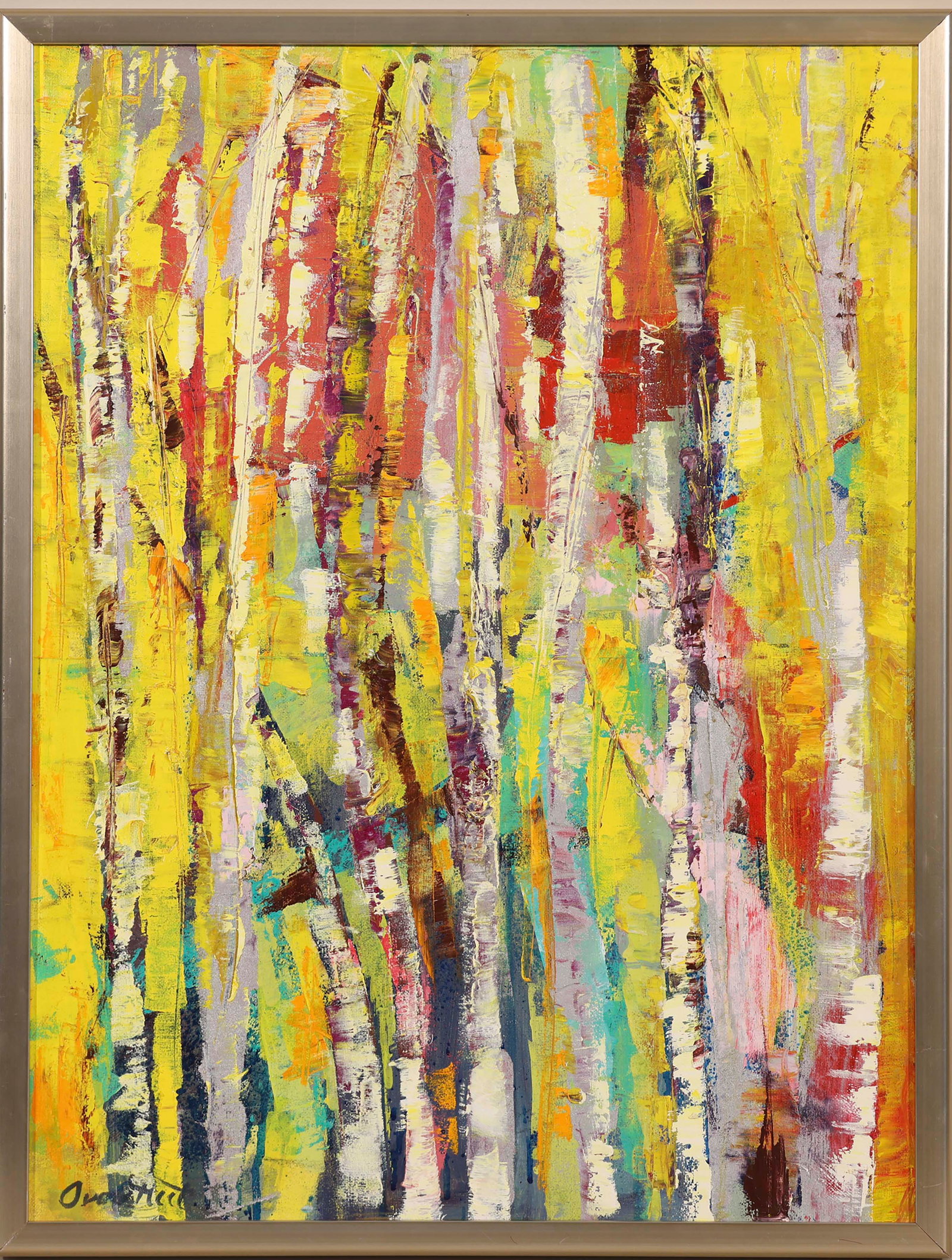 SUSAN OVERSTREET (Cape Cod, Massachusetts, Contemporary), Birch Tree., Oil on canvas, 24" x 18".: SUSAN OVERSTREET Cape Cod, Massachusetts, Contemporary Birch Tree. Signed lower left. Oil on canvas, 24" x 18". Framed 25" x 19".