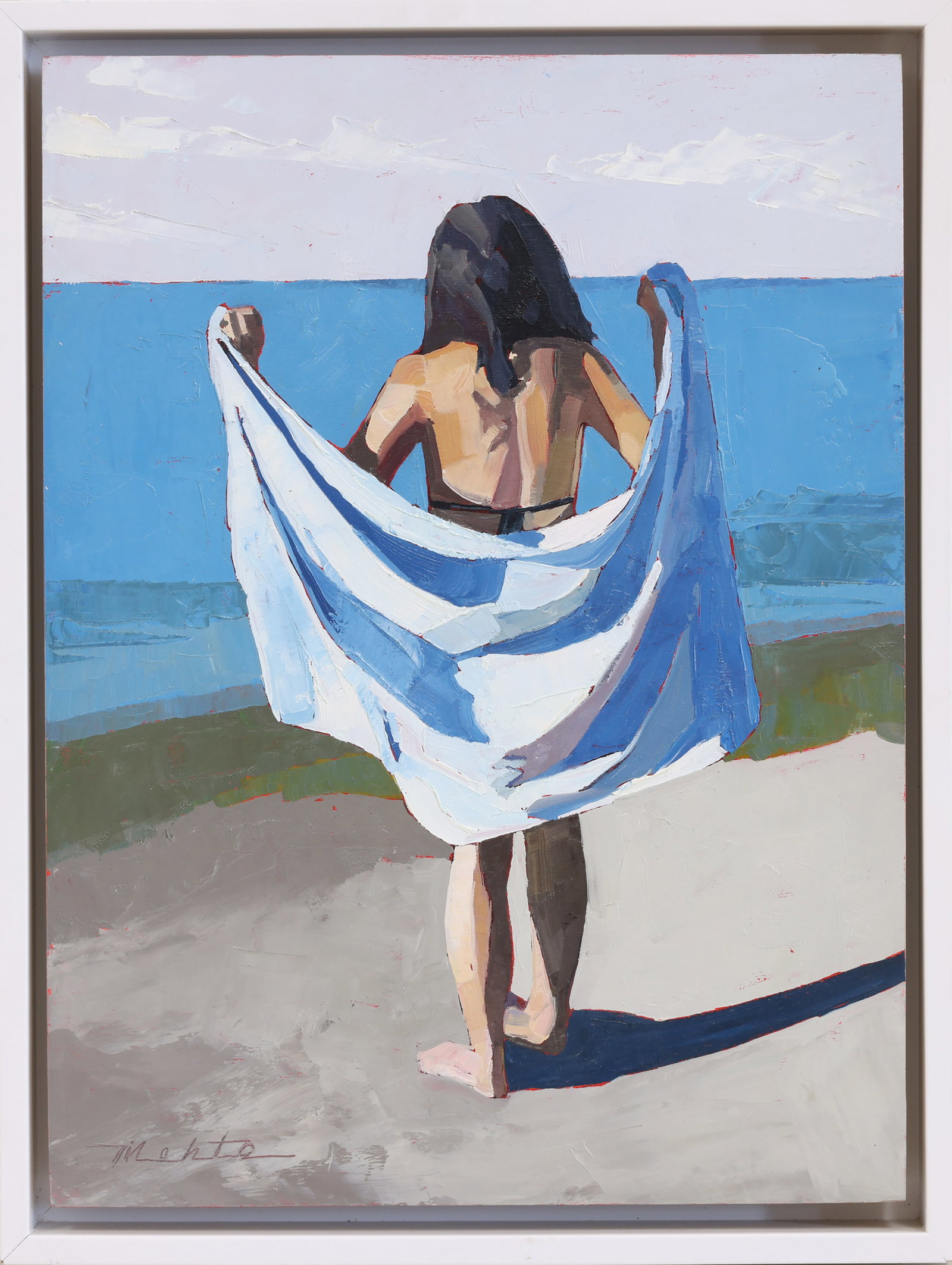 LORI MEHTA (Massachusetts, 1977-), Underwraps., Oil on cradled board, 16" x 12". Framed 17" x 13". (1 of 1)