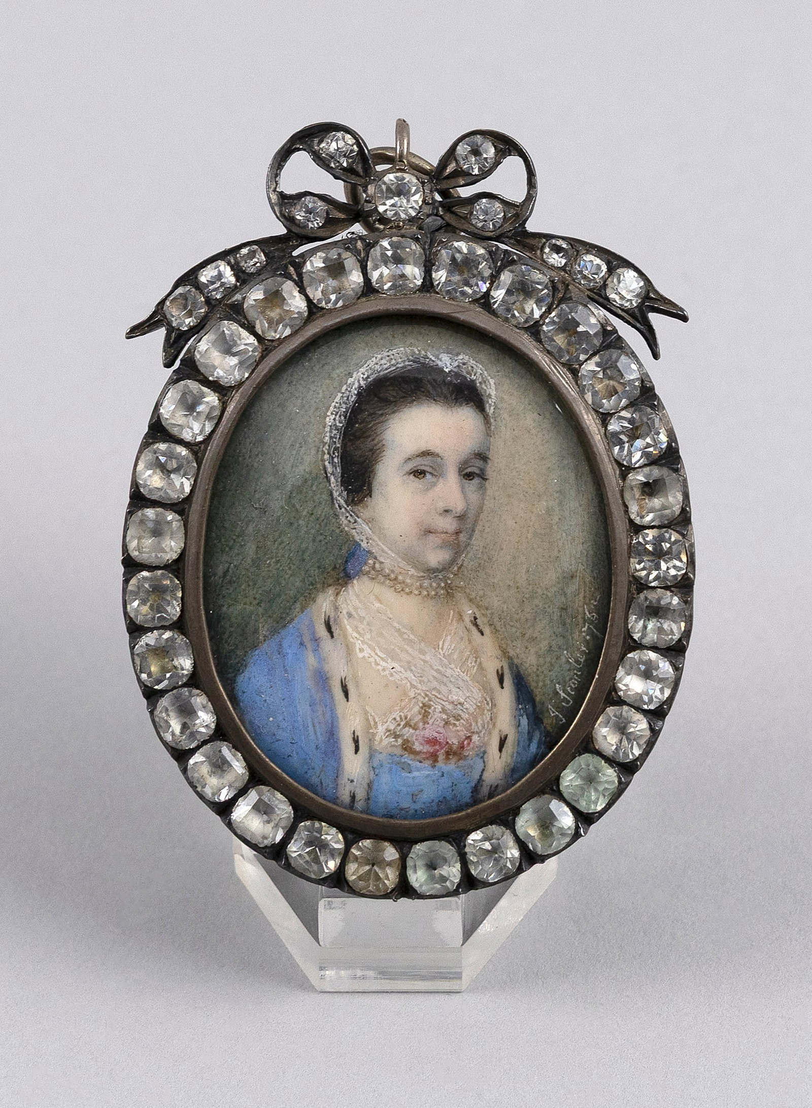 JAMES SCOULER (United Kingdom, 1740-1812), Portrait miniature of a lady, Framed 2.5" x 1.75". (1 of 2)