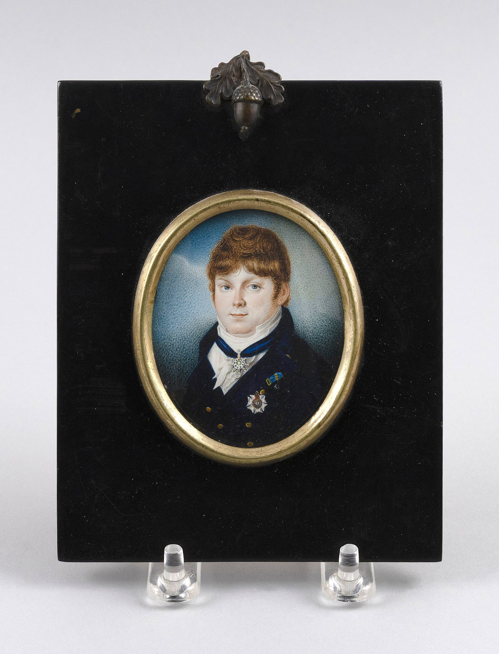 CONTINENTAL PORTRAIT MINIATURE OF A YOUNG OFFICER Early 19th Century Framed 5.5" x 4.5". (1 of 2)